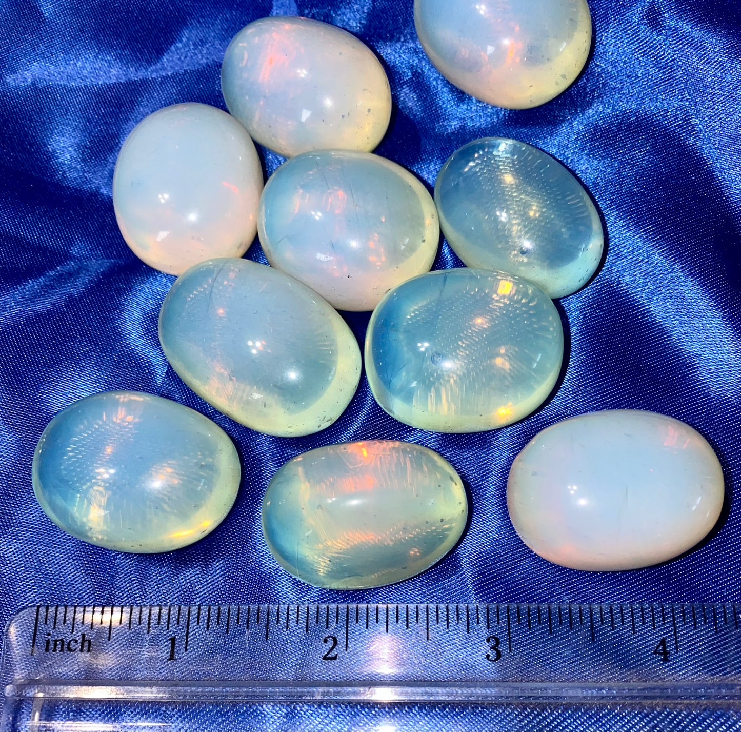 Opalite Palm Stone 1...10 - opalescent flash stone sculpture
