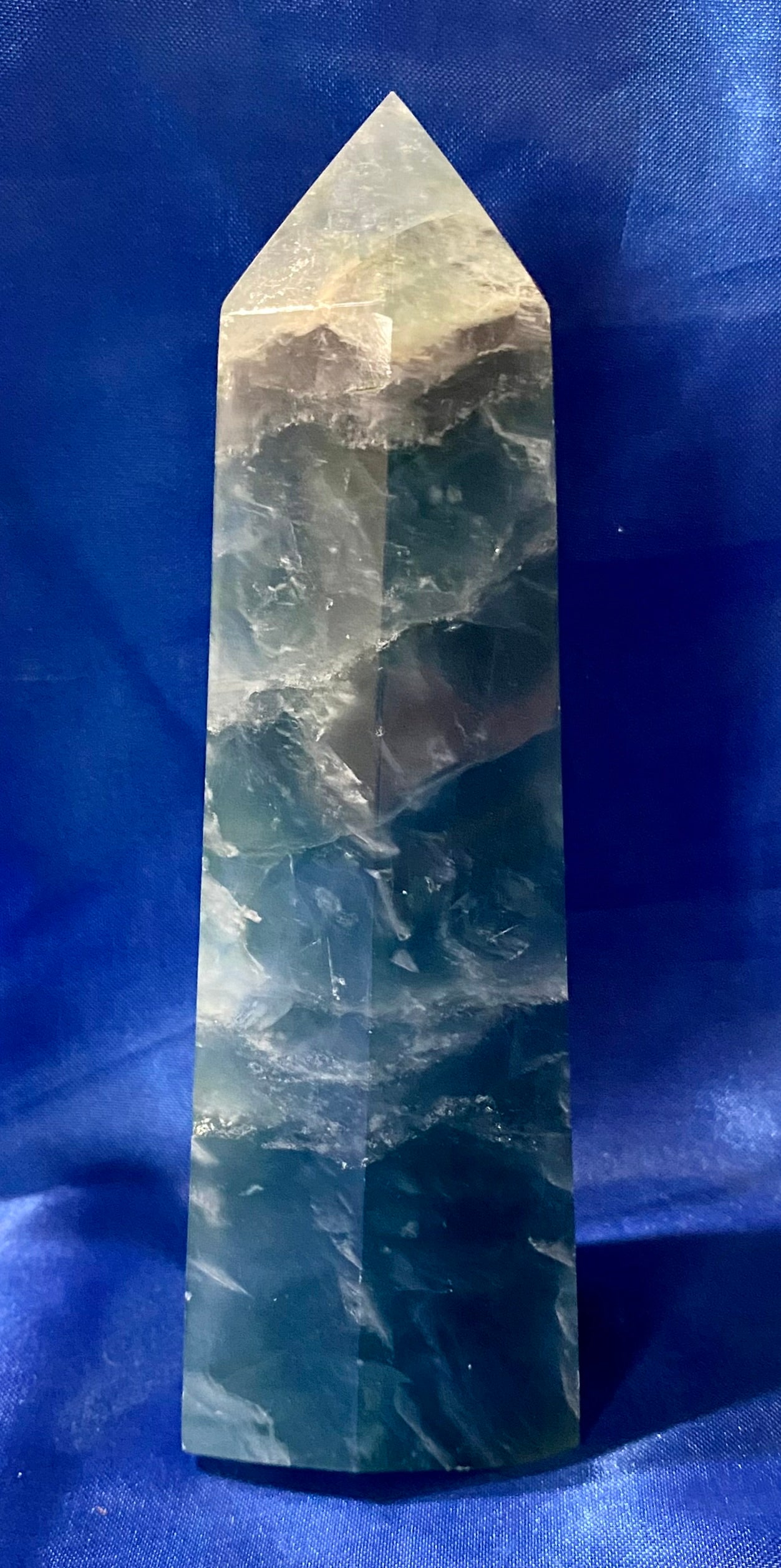 Fluorite Tower 4 - blue, green, purple, and white polished stone
