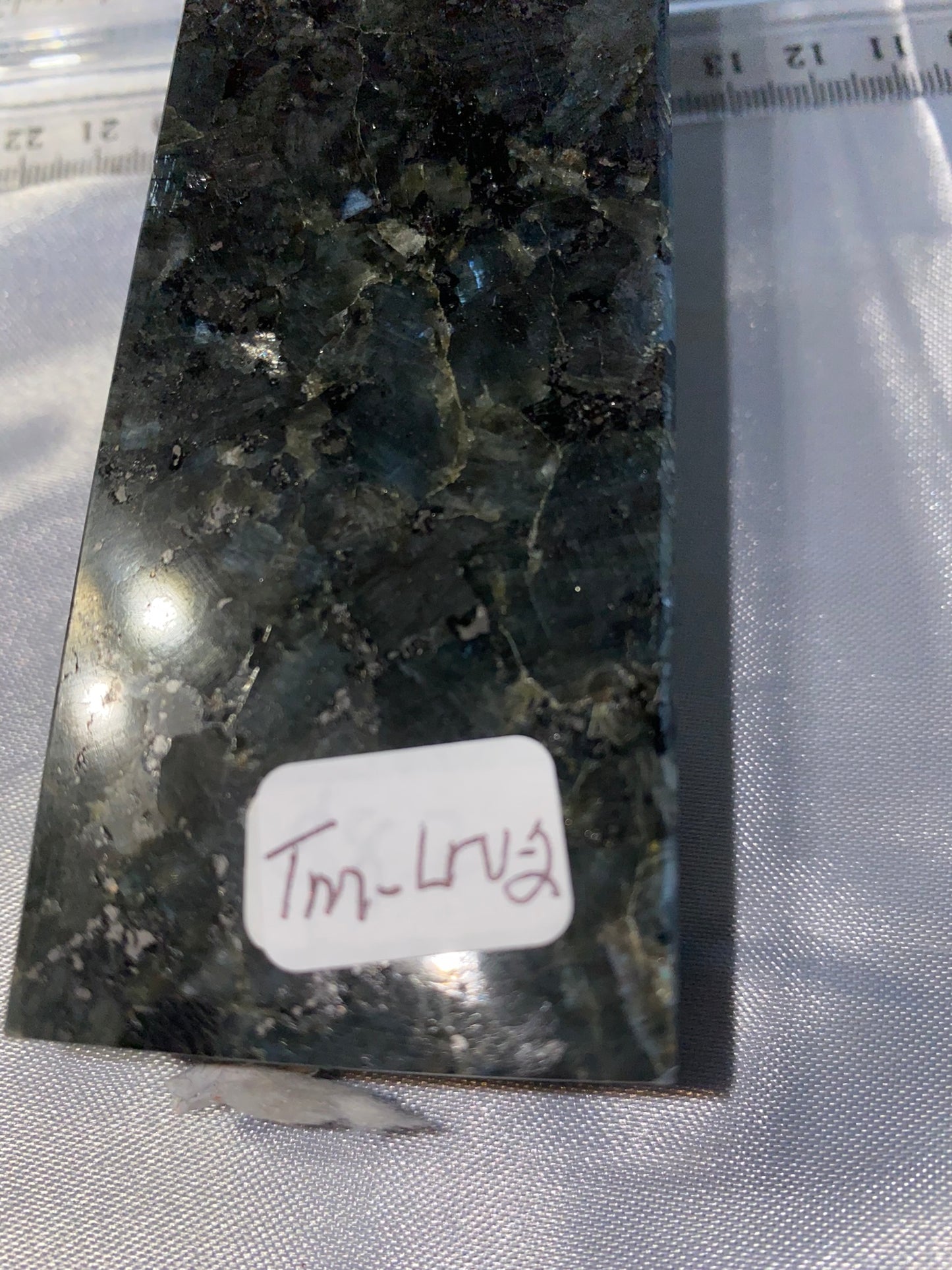 Larvikite Tower 2m - sparkling black gray polished sculpture obelisk