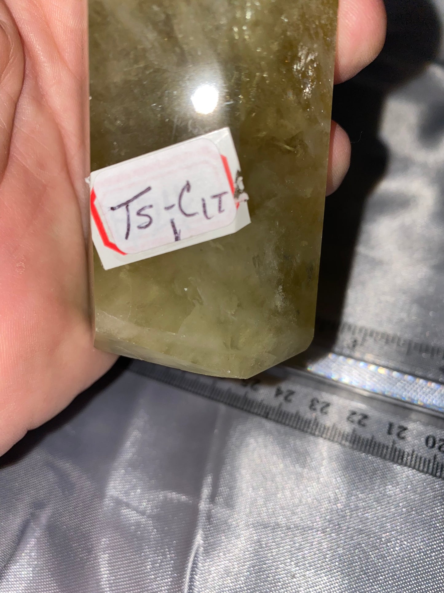 Citrine Tower s2 - clear yellow polished stone sculpture