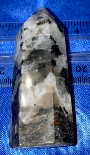 Blue Moonlight/Moonstone Point s3 - polished stone mini-tower sculpture