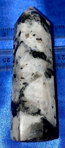 Blue Moonlight/Moonstone Point s6 - polished stone mini-tower sculpture