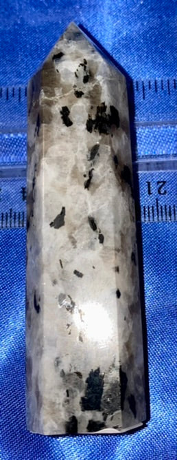 Blue Moonlight/Moonstone Point s7 - polished stone mini-tower sculpture