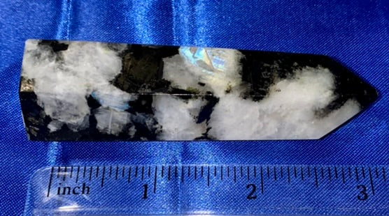 Blue Moonlight/Moonstone Point s8 - polished stone mini-tower sculpture