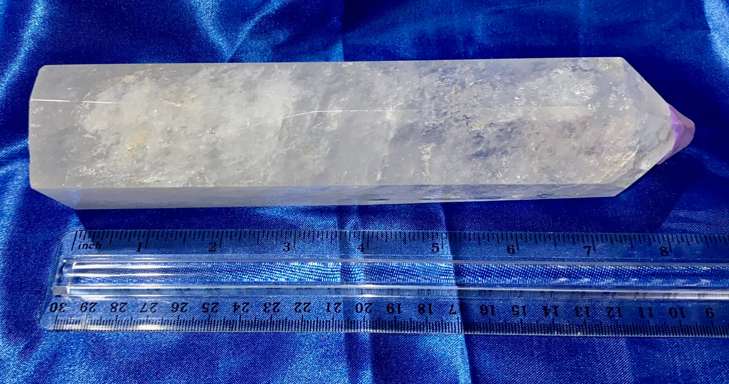 Clear Quartz Tower 2l - clear white polished stone sculpture