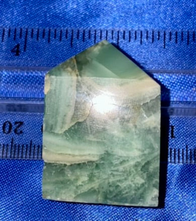 Green Calcite Point x - polished white green stone mini-tower sculpture
