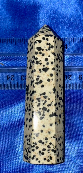 Dalmatian Jasper Point l1,2,3 - spotted black cream white polished stone sculpture