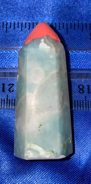 Blue Calcite Point xx3 - polished stone mini-tower sculpture