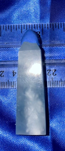 Blue Calcite Point xx2 - polished stone mini-tower sculpture