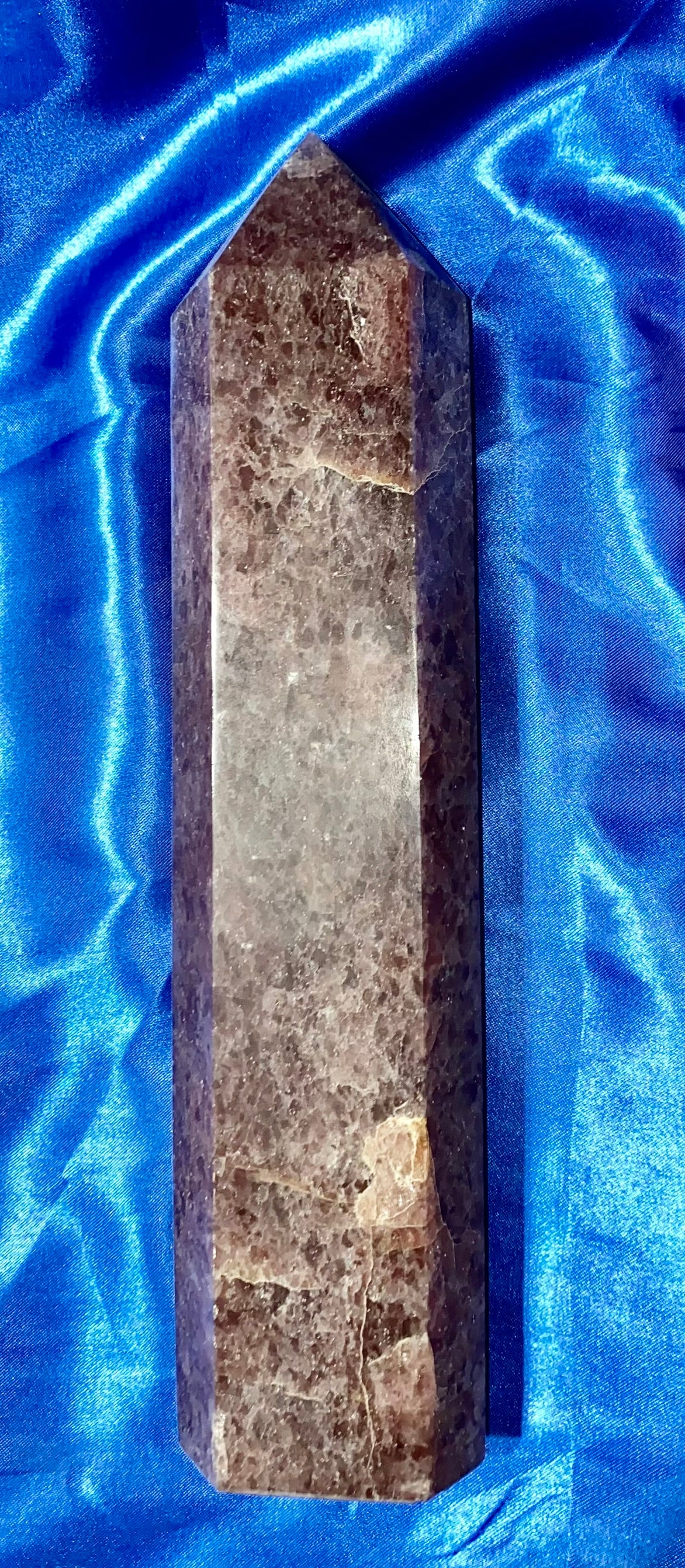 Strawberry Quartz Tower L1 - large sparkling pink white polished stone crystal sculpture obelisk