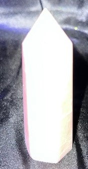 Pink Calcite Tower - large pink polished stone sculpture