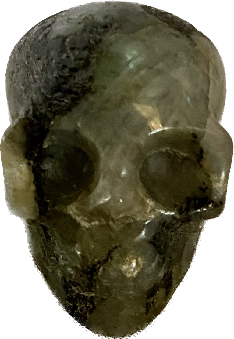 Gemstone Skull Figurines - Halloween decor, spooky multicolored polished sculpture