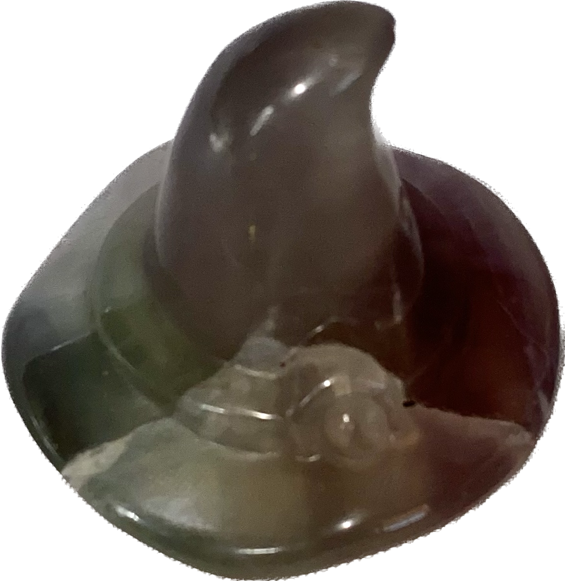 Gemstone Witch's Hat Figurine - Halloween decor green purple stone sculpture