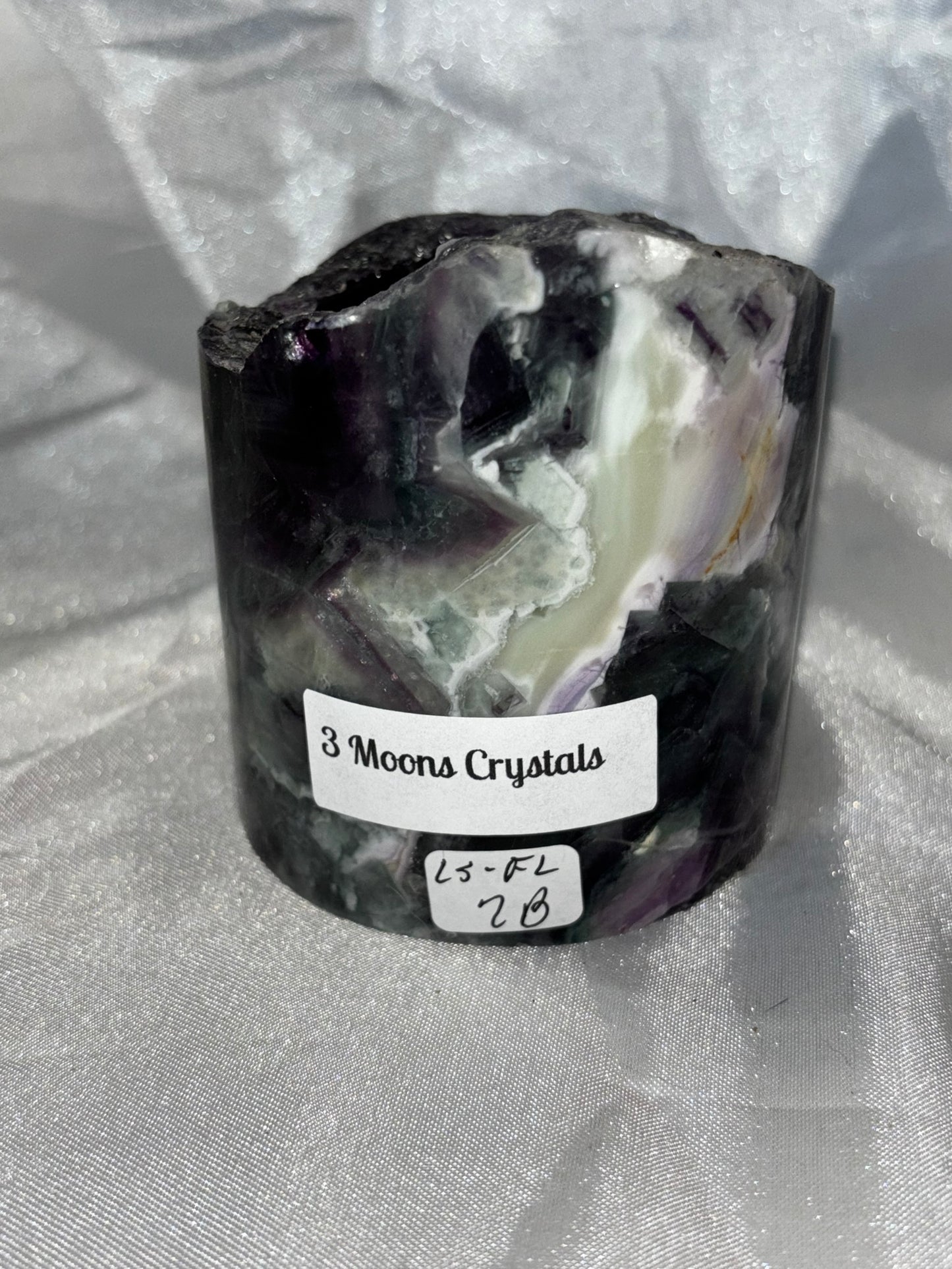 Fluorite Hollow Column, for tea light or light stand 8A-E - Rainbow colors