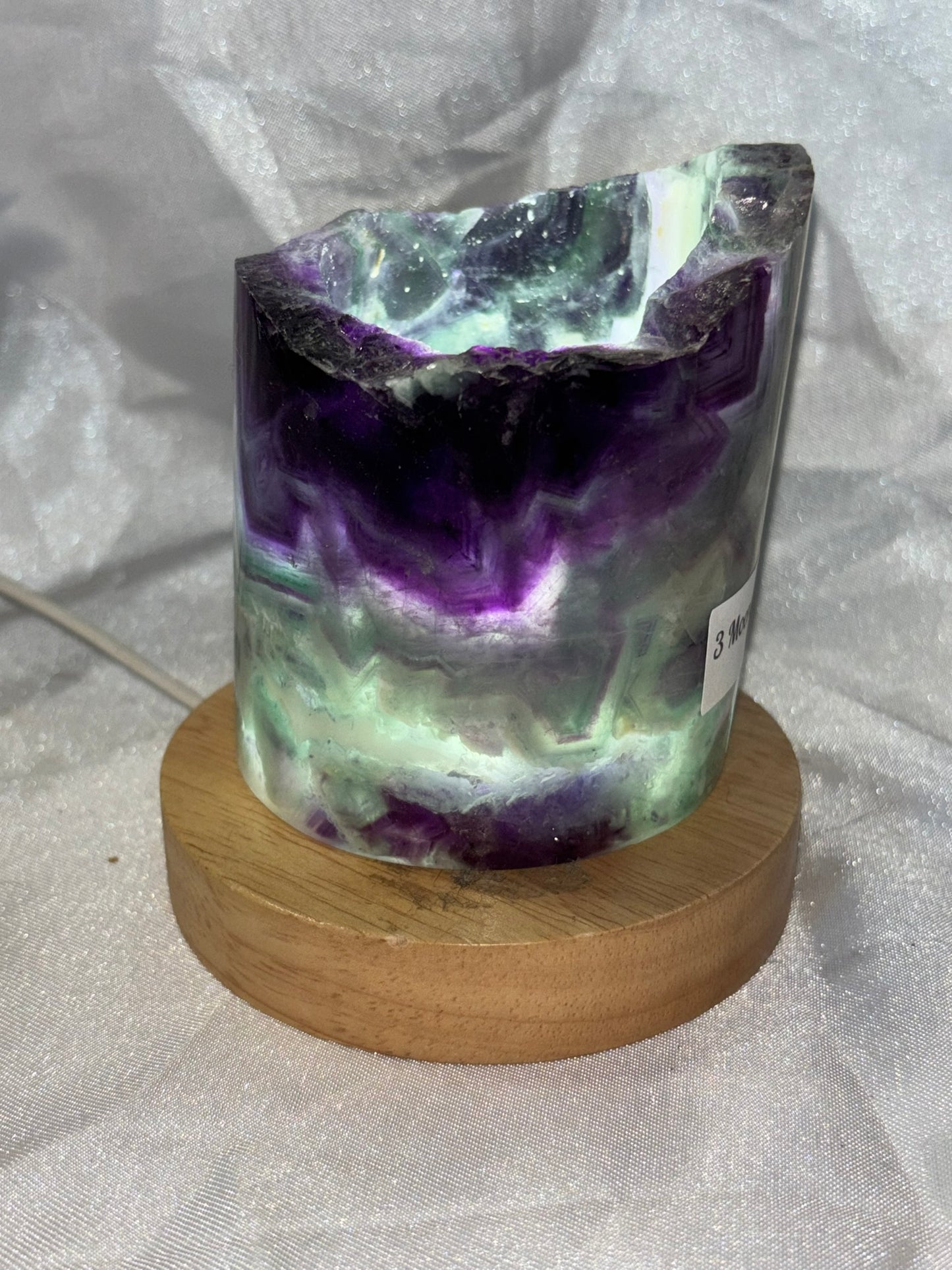 Fluorite Hollow Column, for tea light or light stand 8A-E - Rainbow colors