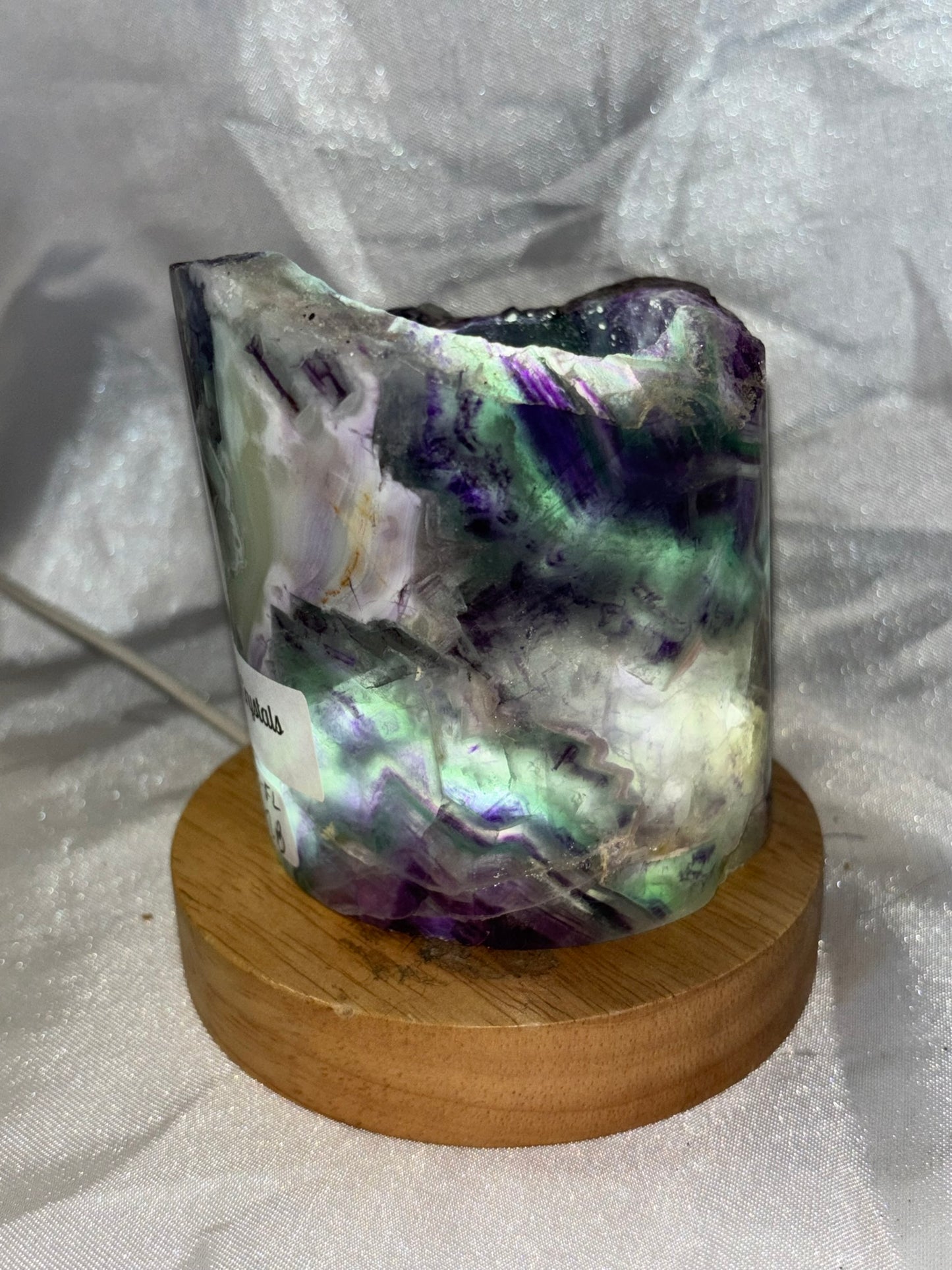 Fluorite Hollow Column, for tea light or light stand 8A-E - Rainbow colors