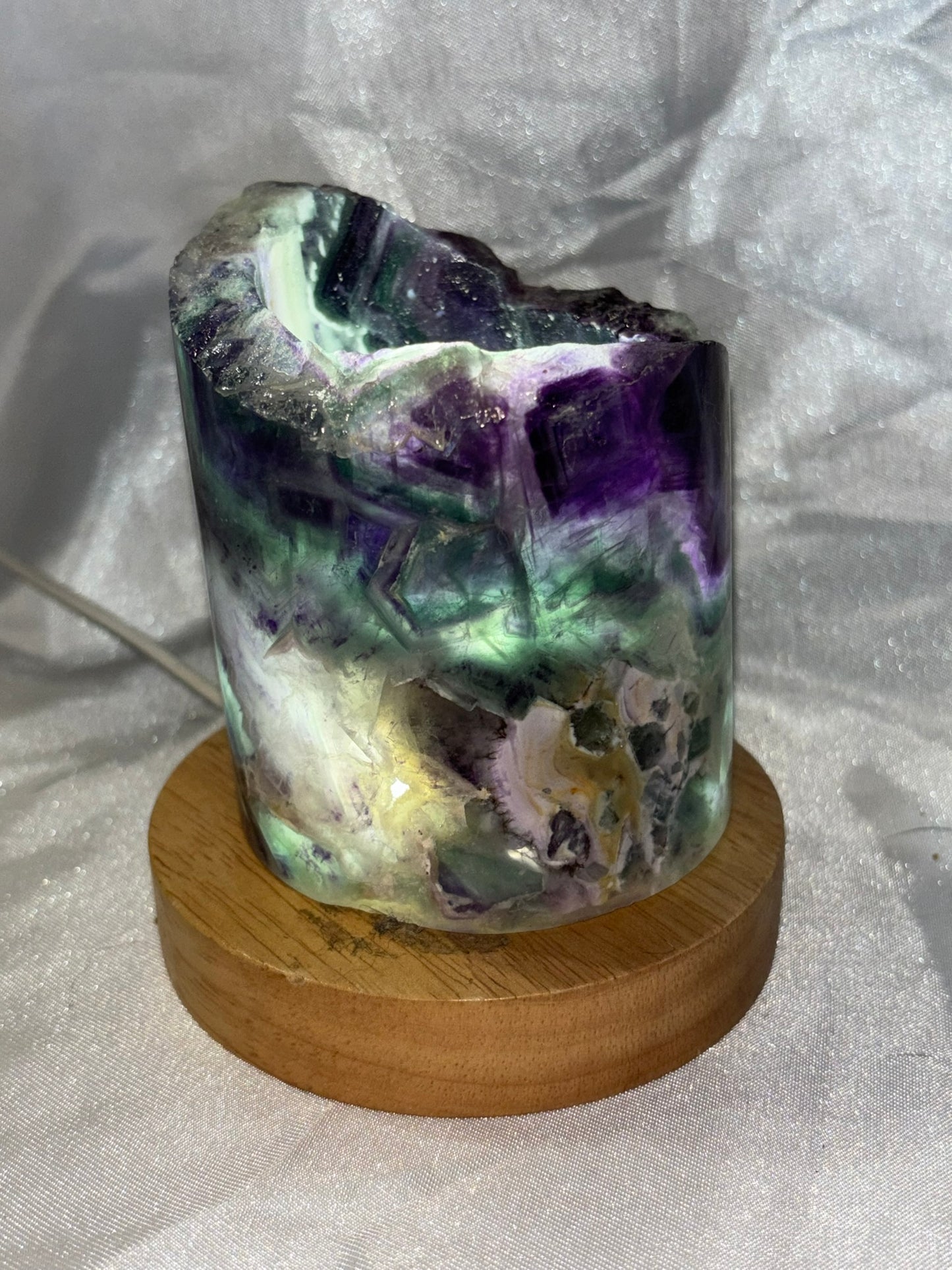 Fluorite Hollow Column, for tea light or light stand 8A-E - Rainbow colors