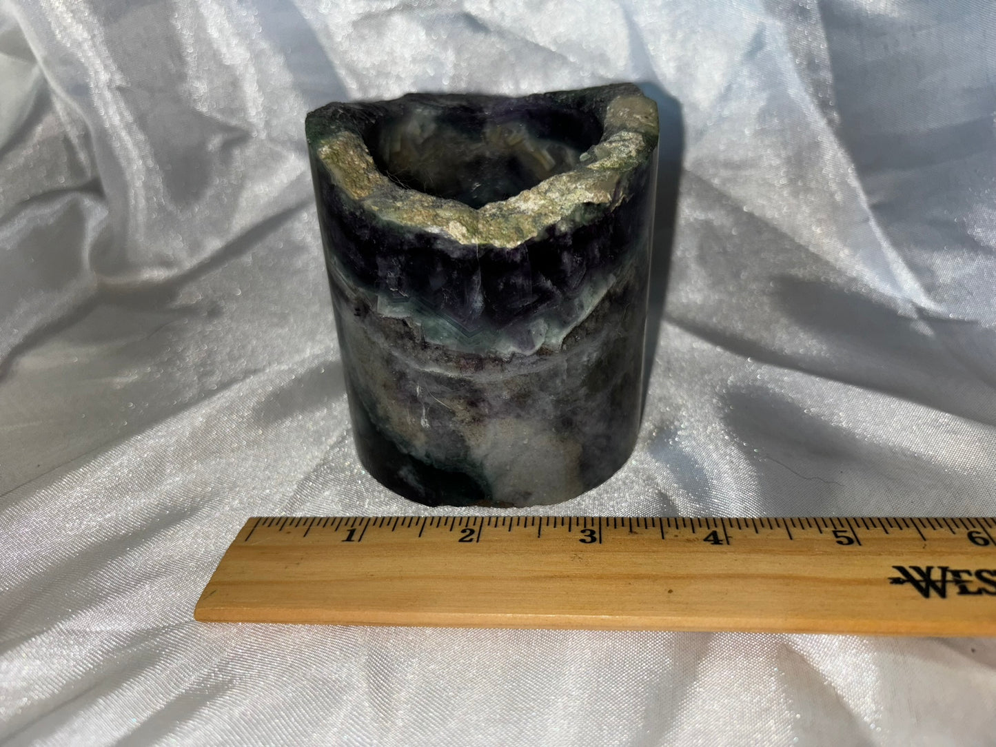 Fluorite Hollow Column, for tea light or light stand 8A-E - Rainbow colors