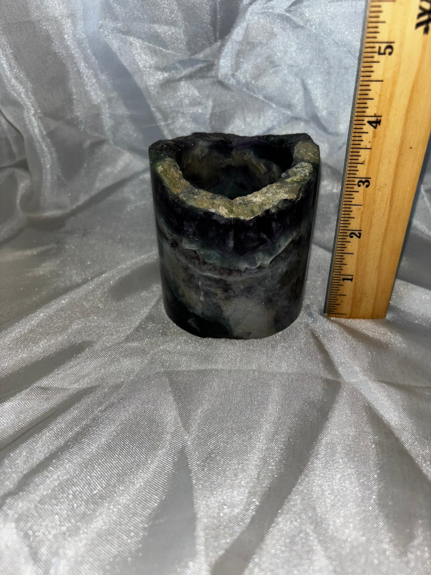 Fluorite Hollow Column, for tea light or light stand 8A-E - Rainbow colors