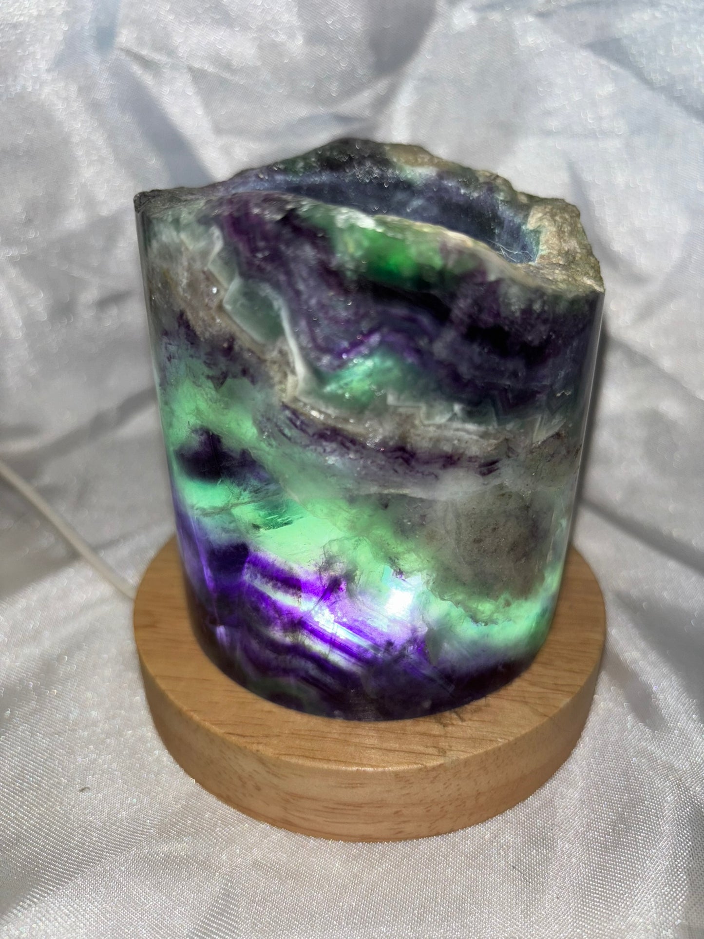 Fluorite Hollow Column, for tea light or light stand 8A-E - Rainbow colors