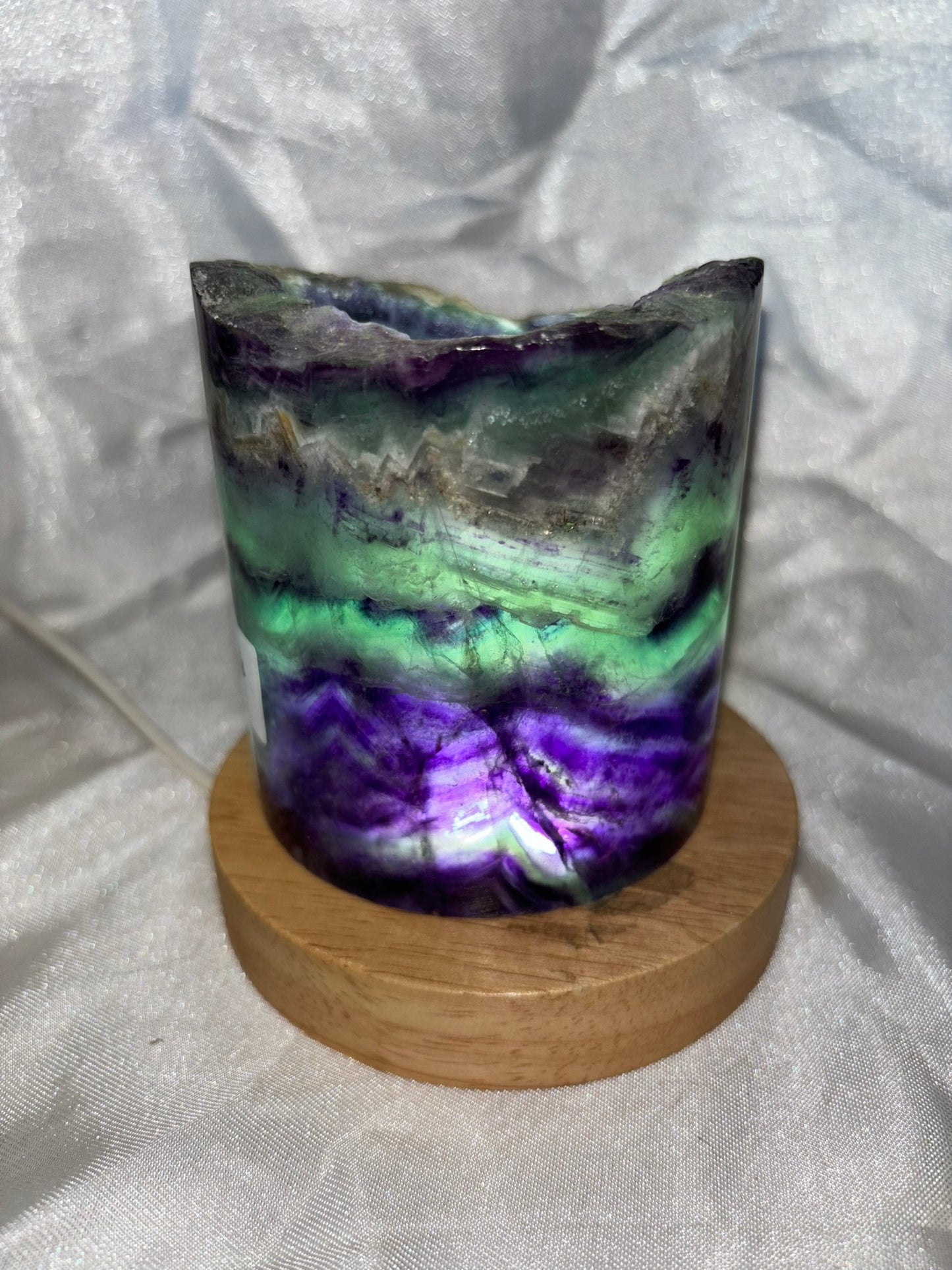 Fluorite Hollow Column, for tea light or light stand 8A-E - Rainbow colors