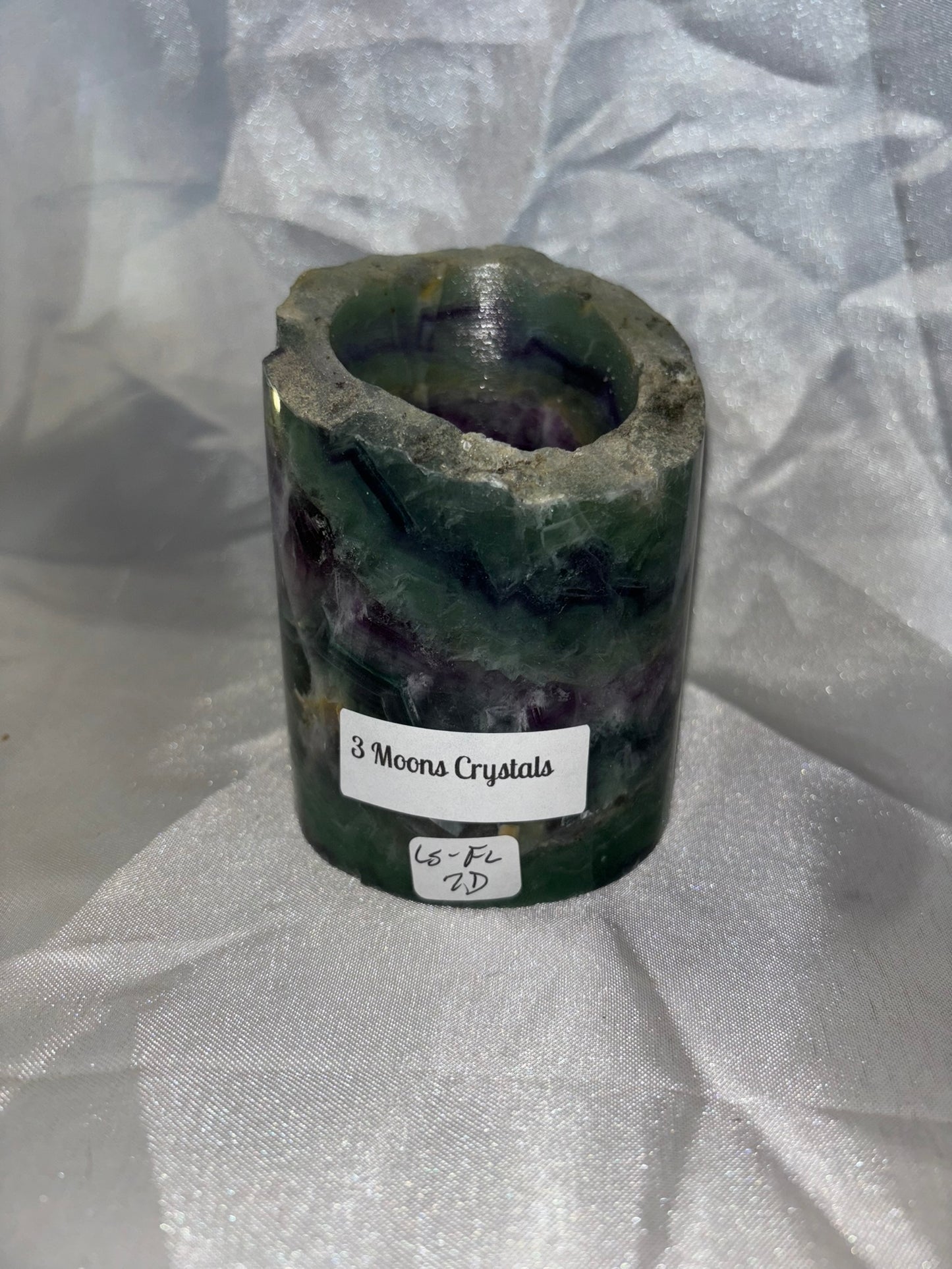 Fluorite Hollow Column, for tea light or light stand 8A-E - Rainbow colors