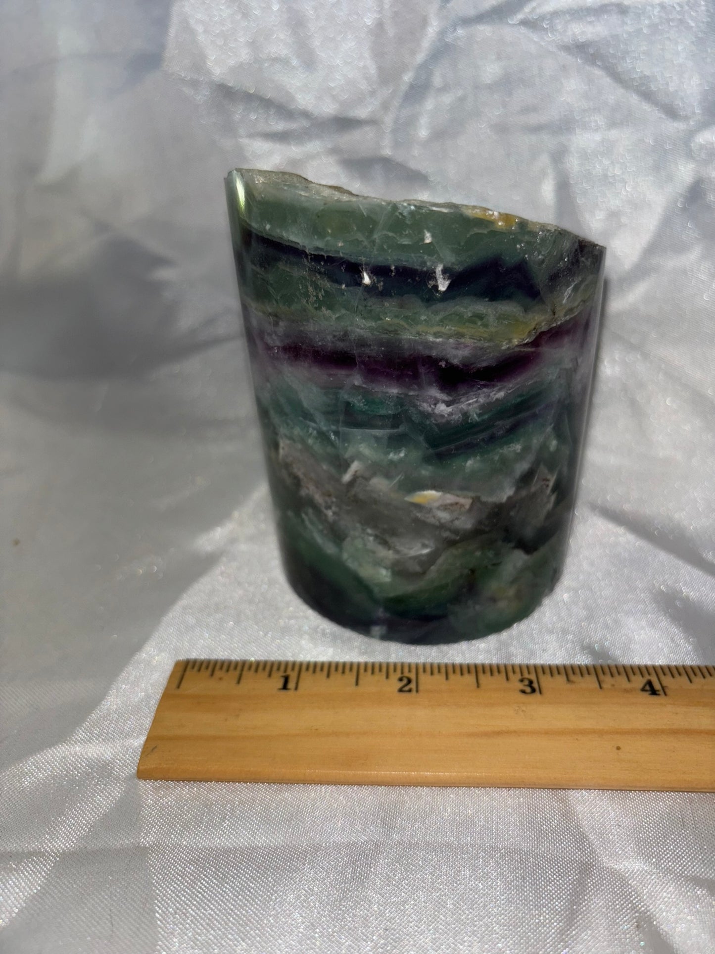 Fluorite Hollow Column, for tea light or light stand 8A-E - Rainbow colors