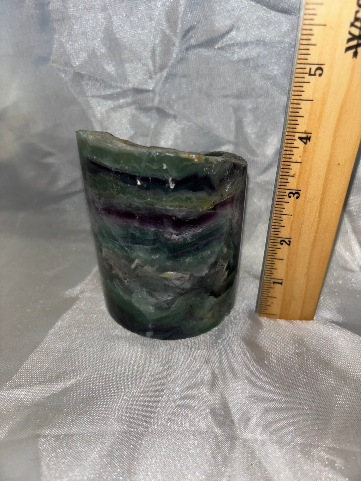 Fluorite Hollow Column, for tea light or light stand 8A-E - Rainbow colors