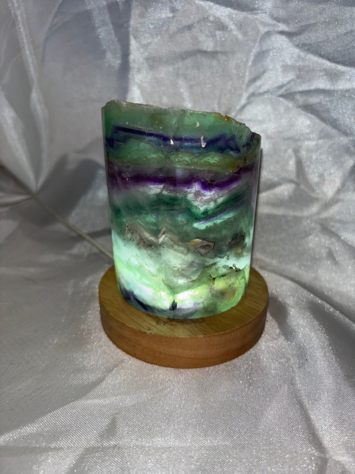 Fluorite Hollow Column, for tea light or light stand 8A-E - Rainbow colors