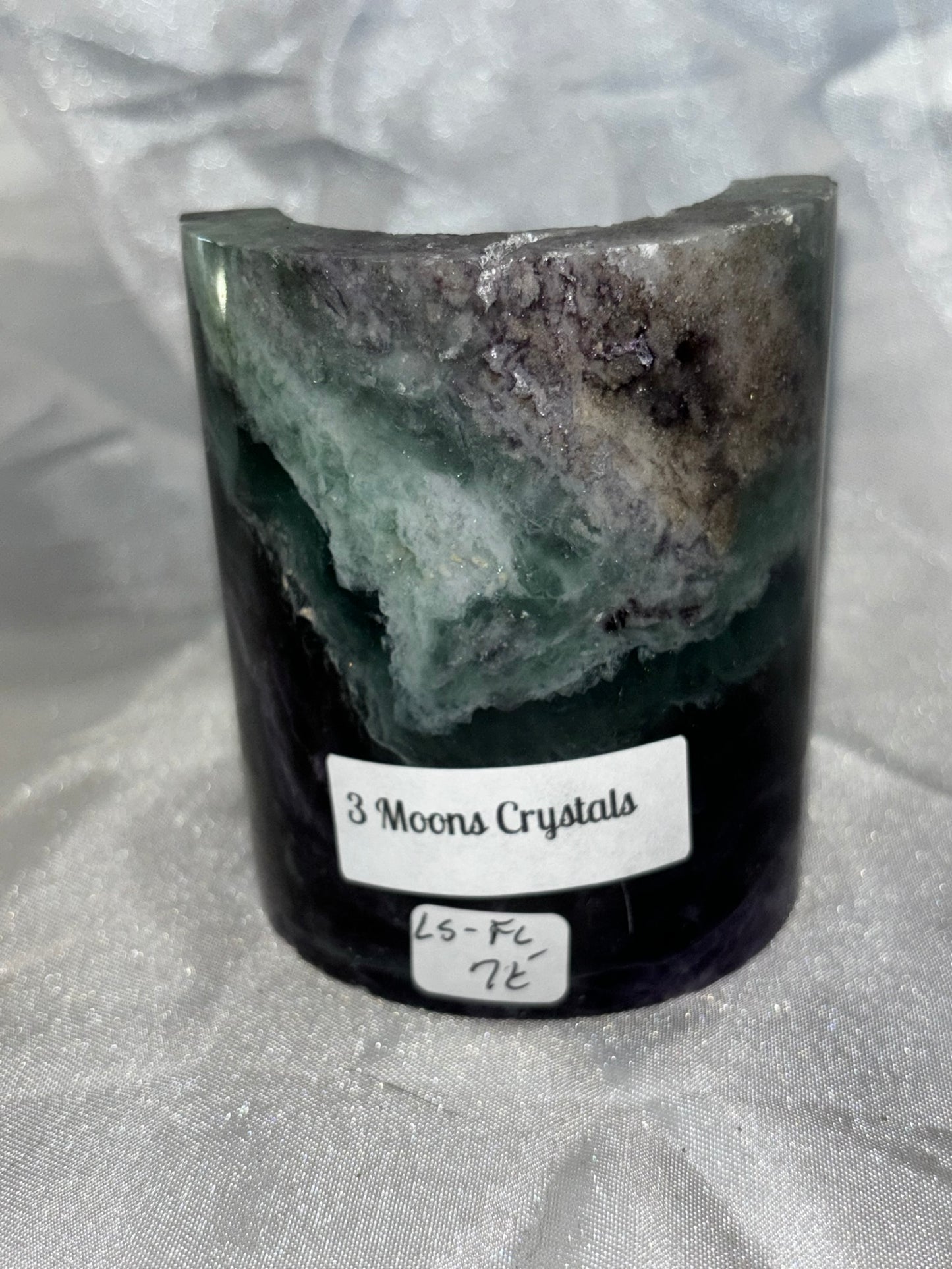 Fluorite Hollow Column, for tea light or light stand 8A-E - Rainbow colors