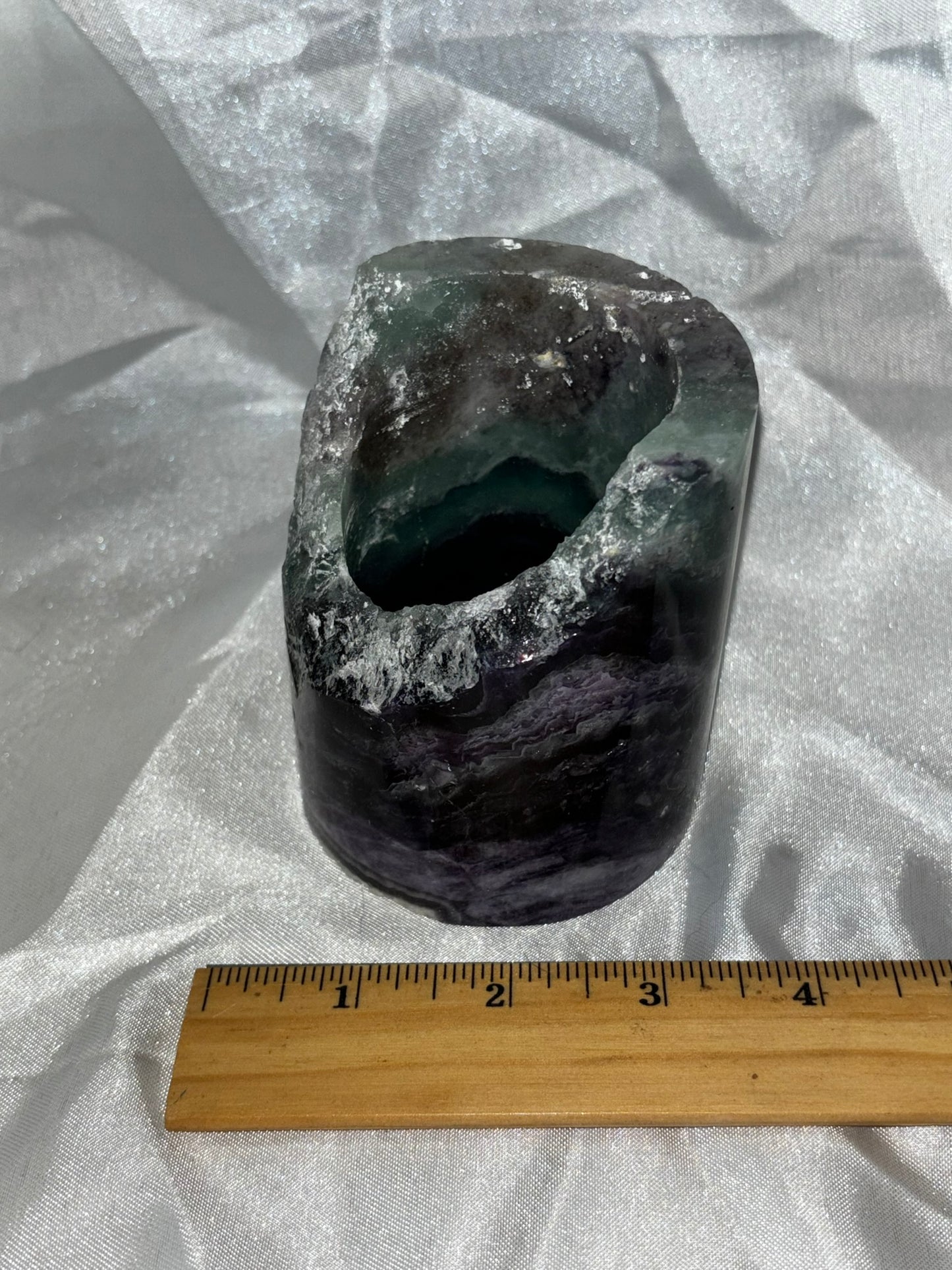 Fluorite Hollow Column, for tea light or light stand 8A-E - Rainbow colors