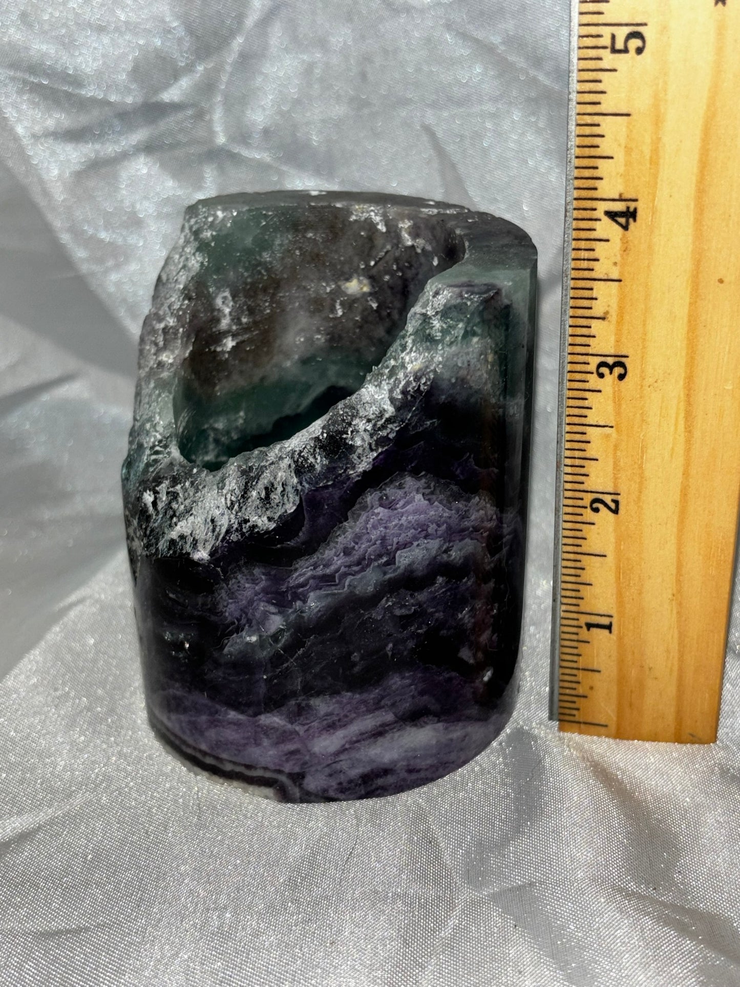 Fluorite Hollow Column, for tea light or light stand 8A-E - Rainbow colors