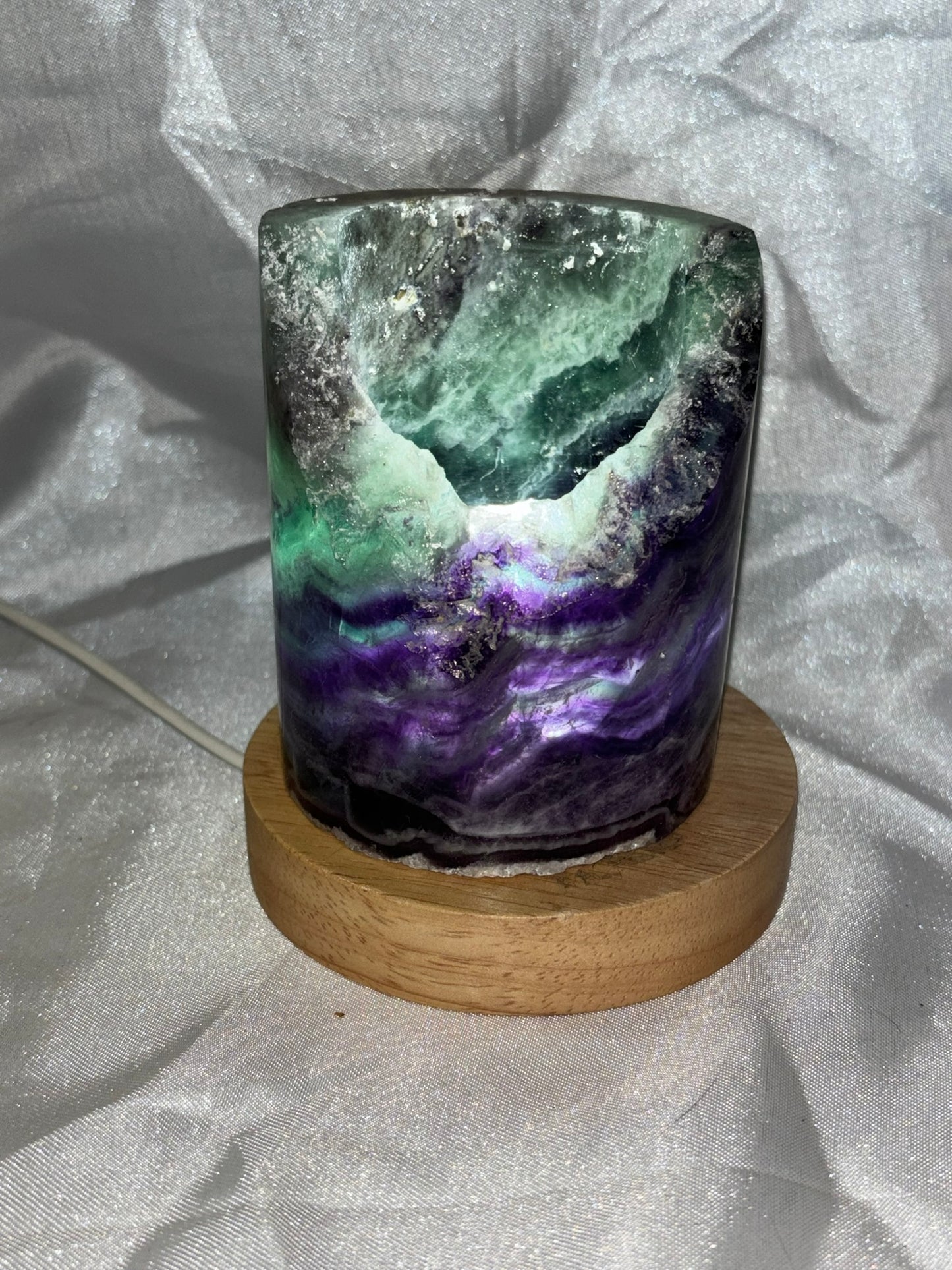 Fluorite Hollow Column, for tea light or light stand 8A-E - Rainbow colors