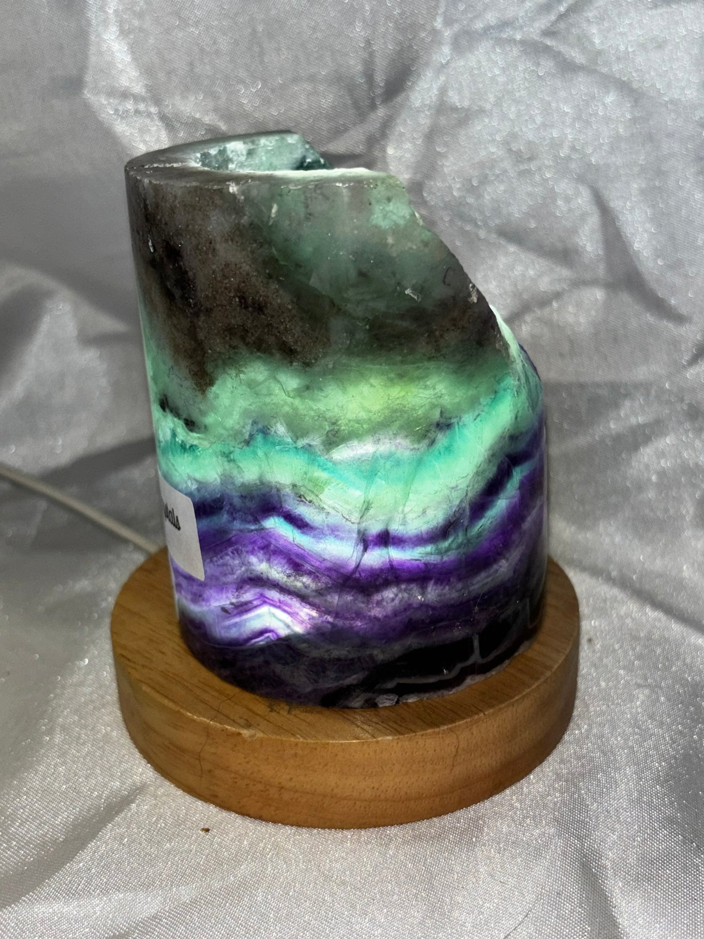 Fluorite Hollow Column, for tea light or light stand 8A-E - Rainbow colors