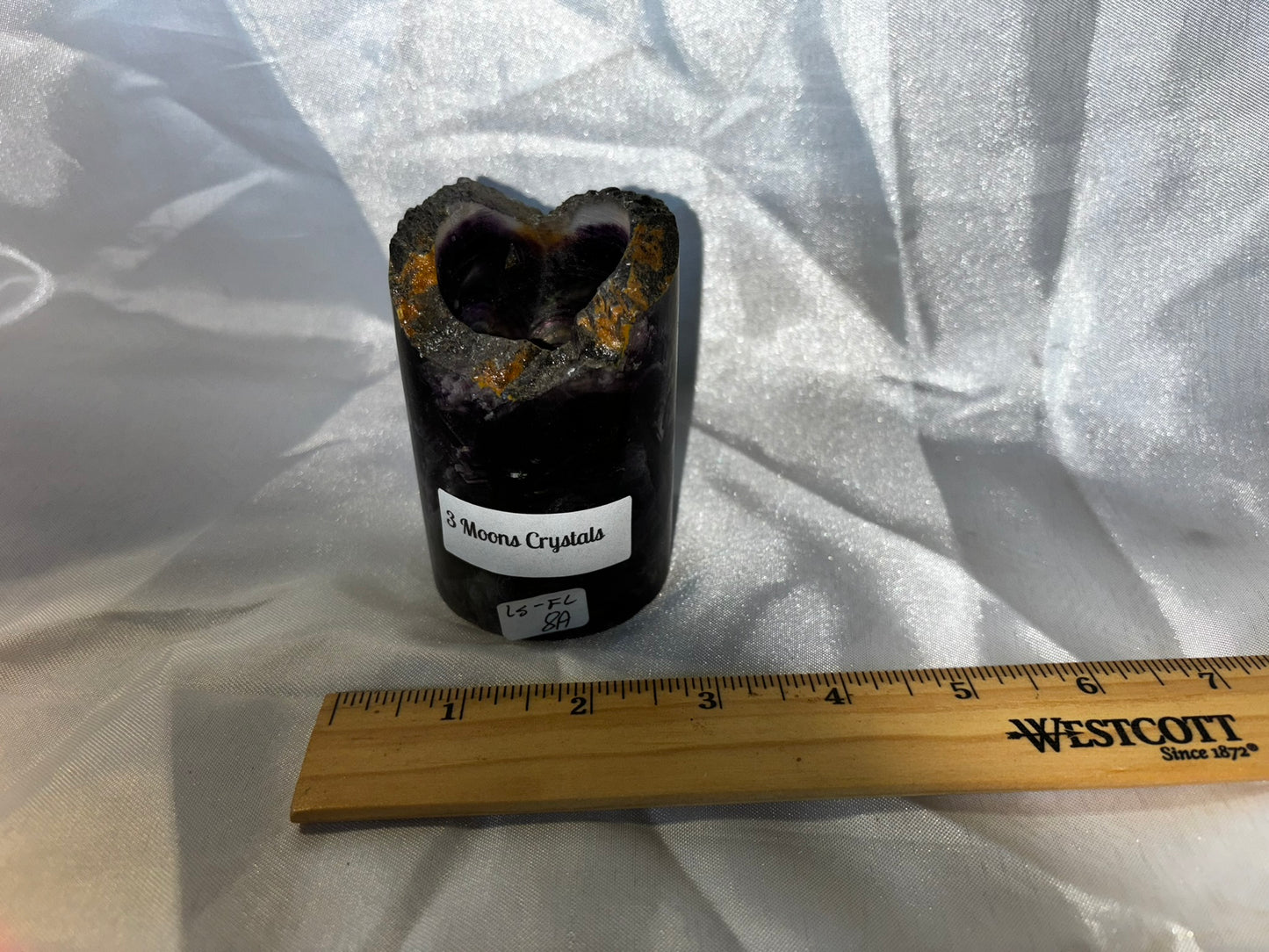 Fluorite Hollow Column, for tea light or light stand 8A-E - Rainbow colors