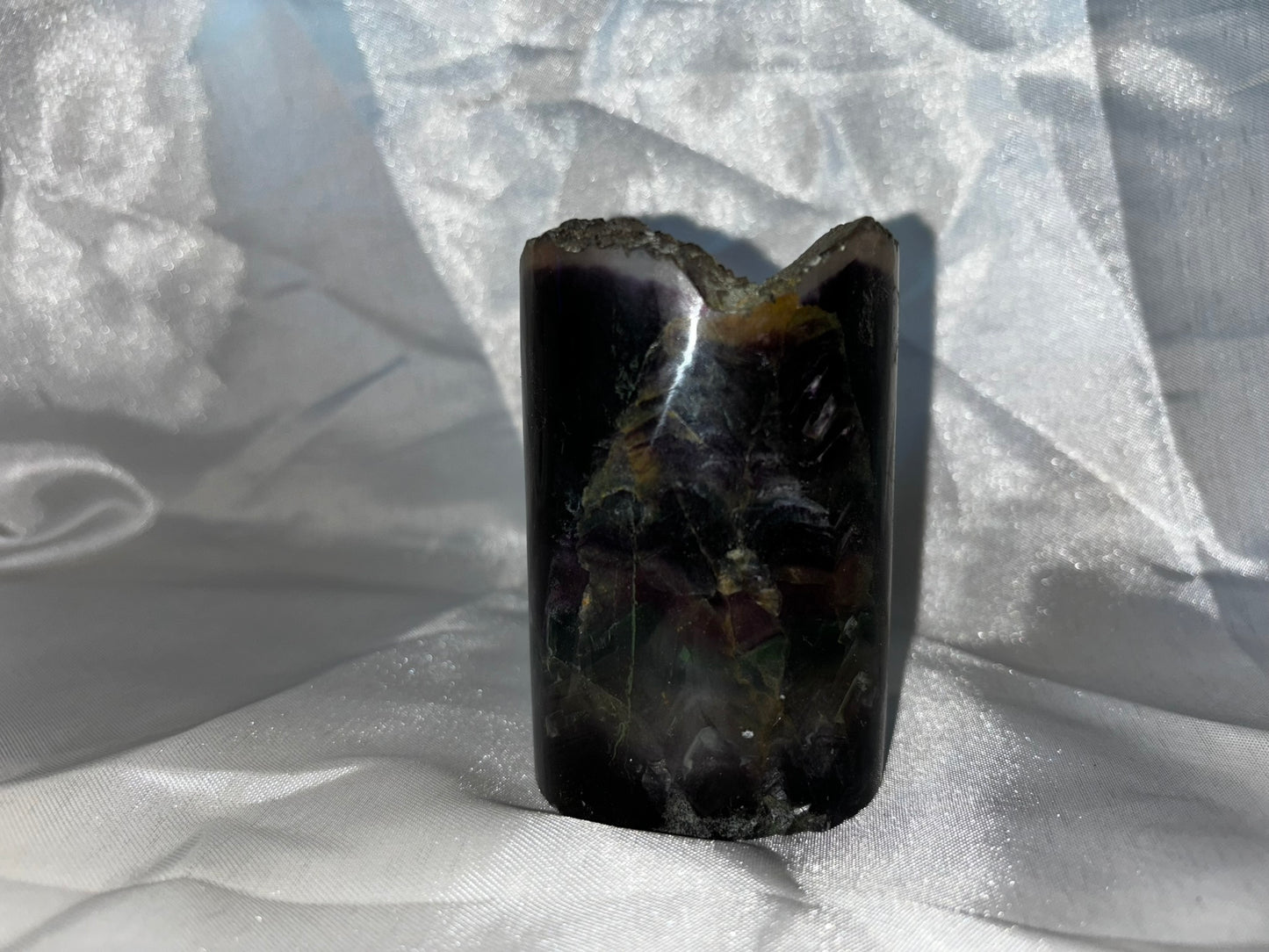 Fluorite Hollow Column, for tea light or light stand 8A-E - Rainbow colors