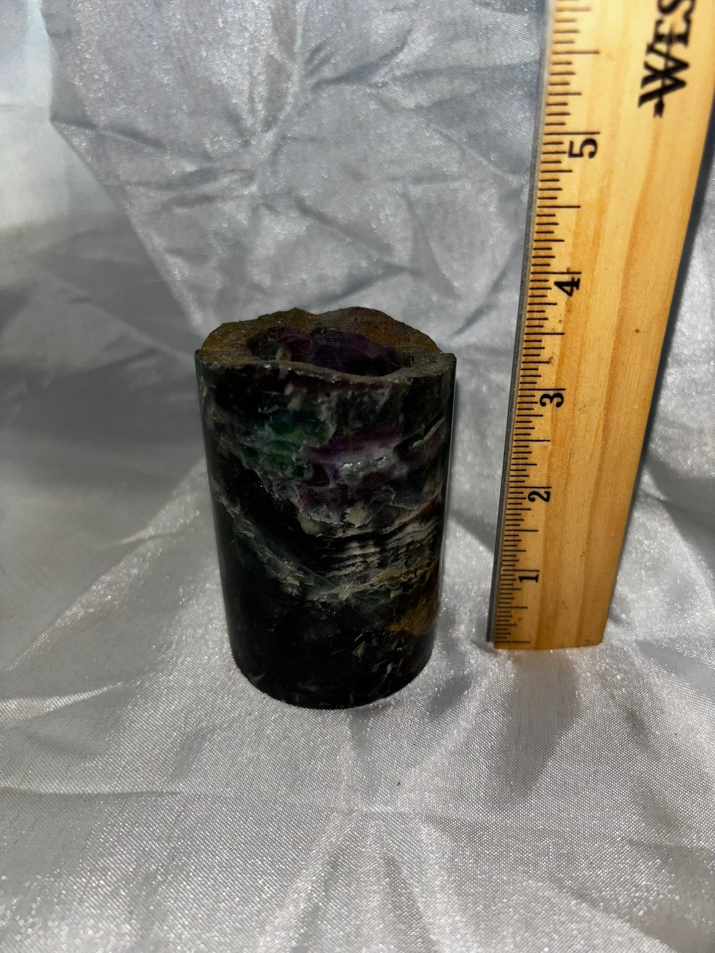 Fluorite Hollow Column, for tea light or light stand 8A-E - Rainbow colors