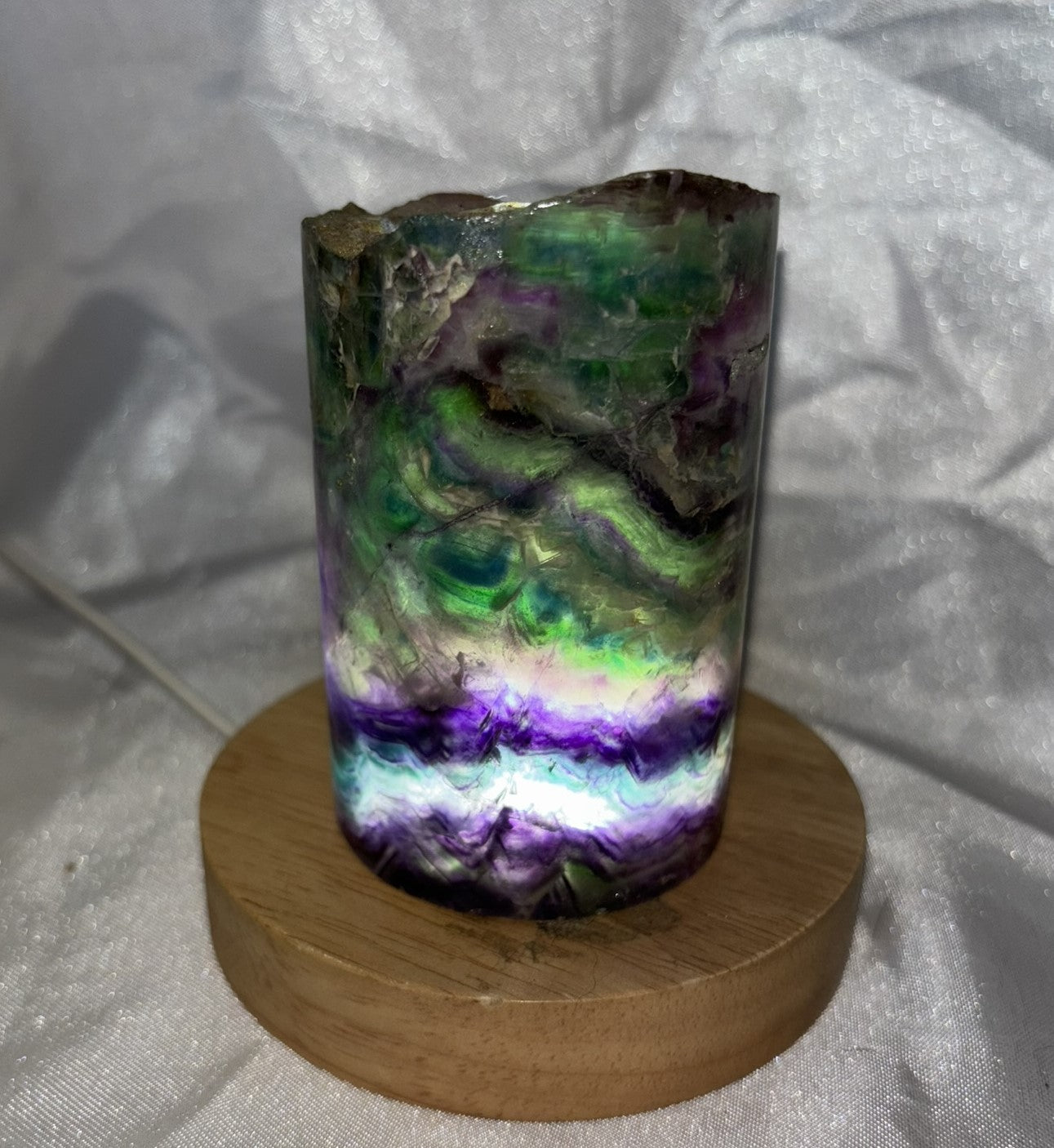 Fluorite Hollow Column, for tea light or light stand 8A-E - Rainbow colors