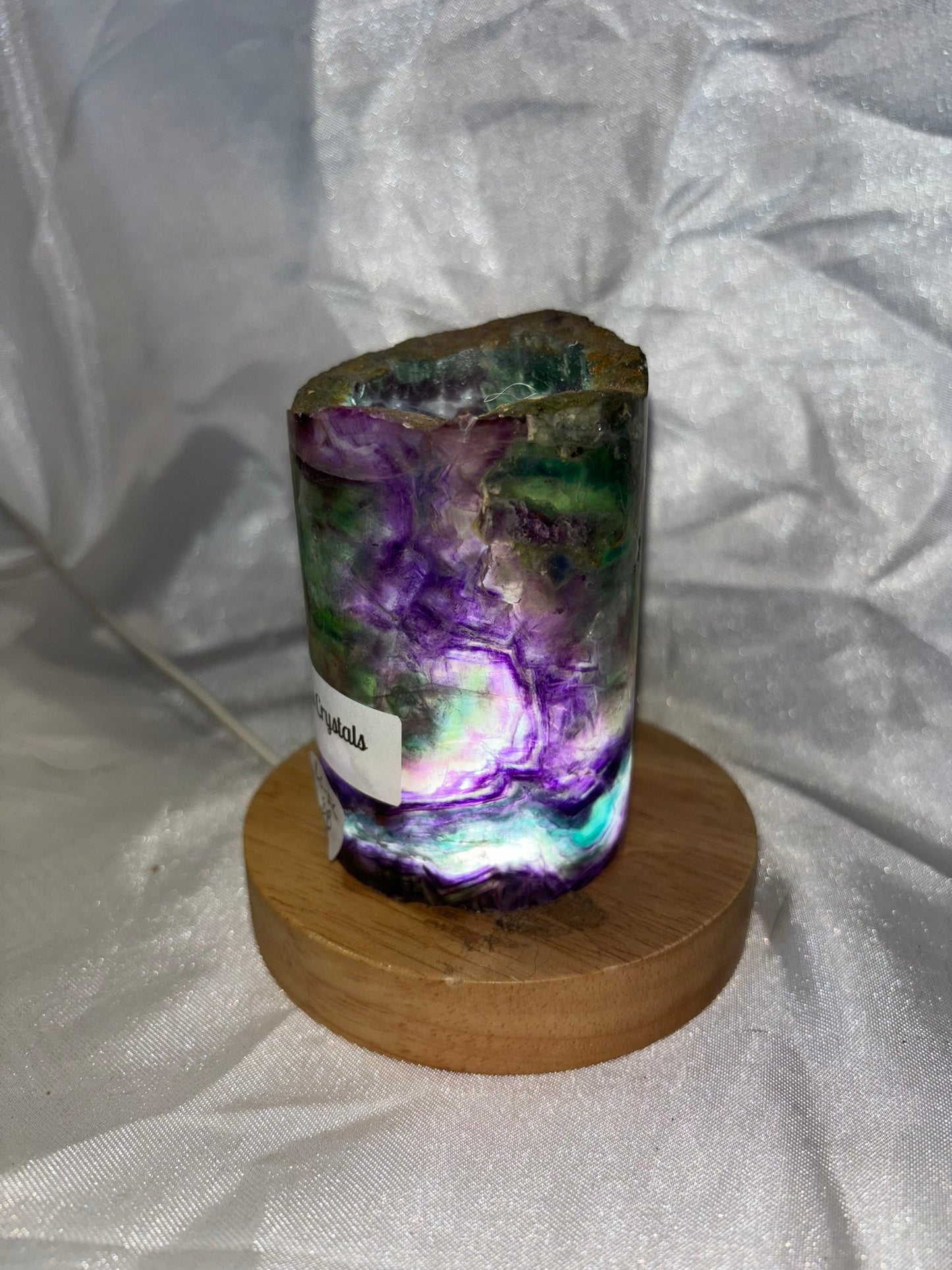 Fluorite Hollow Column, for tea light or light stand 8A-E - Rainbow colors