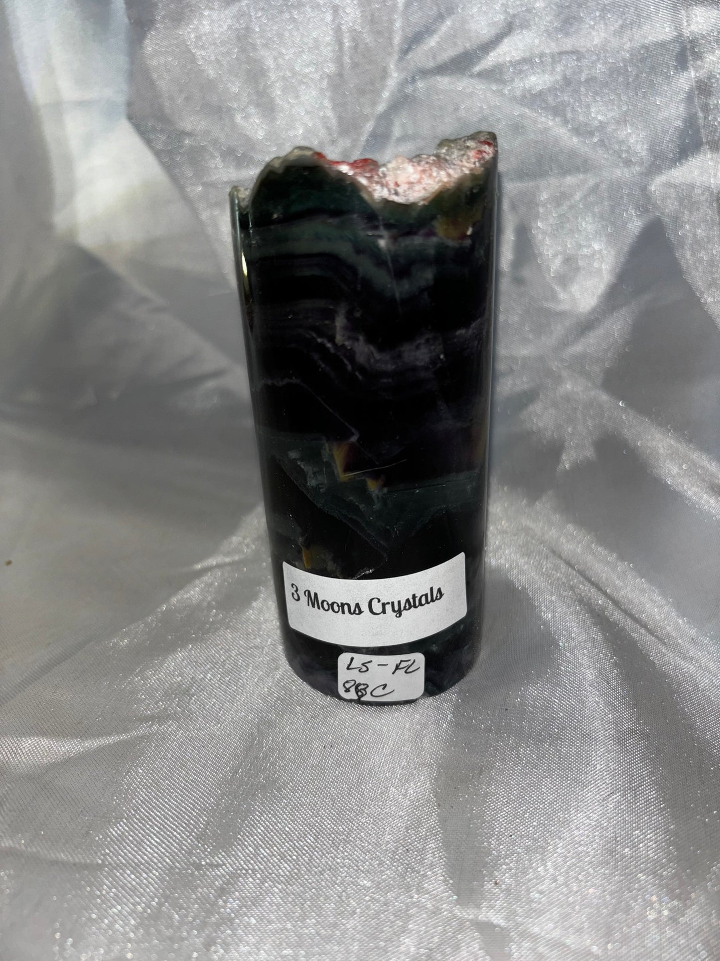 Fluorite Hollow Column, for tea light or light stand 8A-E - Rainbow colors