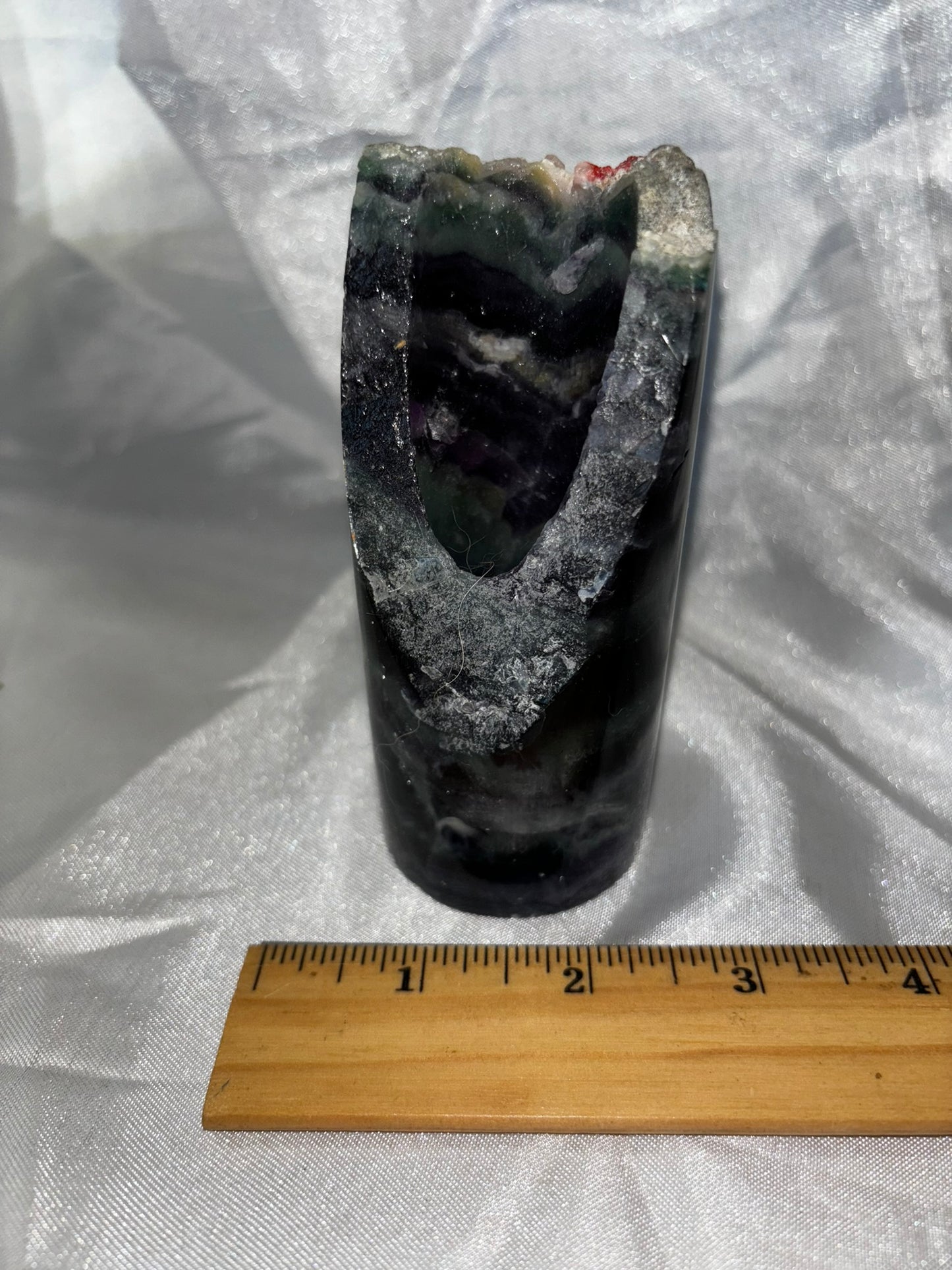 Fluorite Hollow Column, for tea light or light stand 8A-E - Rainbow colors