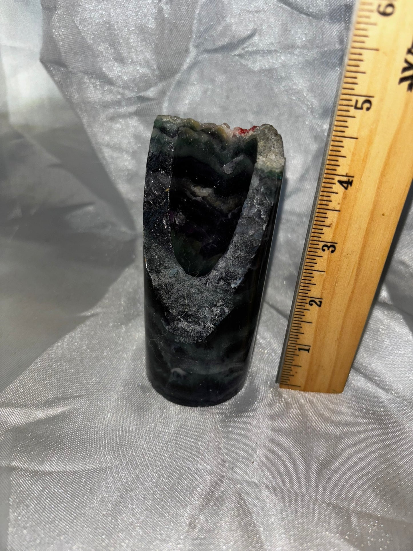 Fluorite Hollow Column, for tea light or light stand 8A-E - Rainbow colors