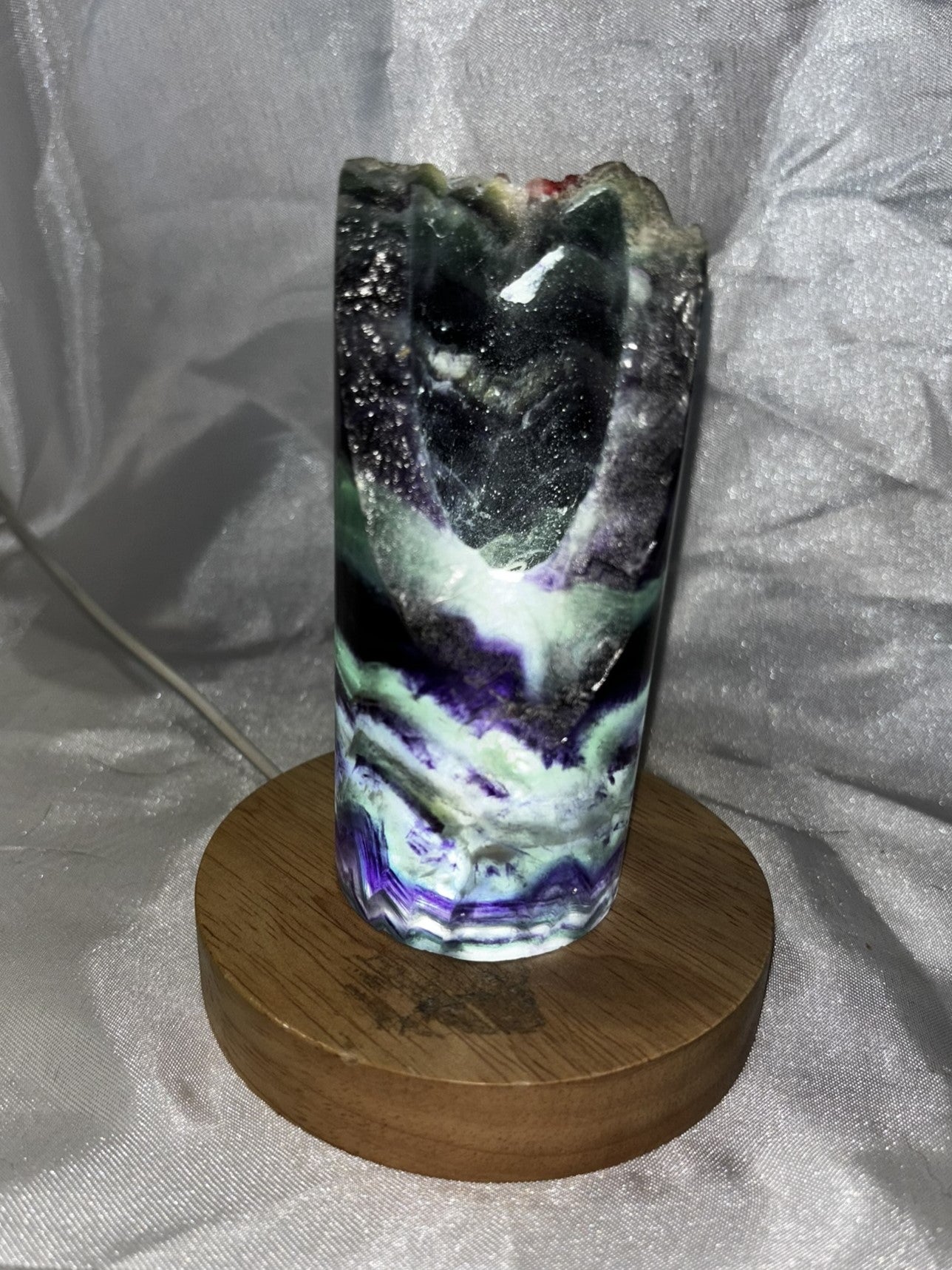 Fluorite Hollow Column, for tea light or light stand 8A-E - Rainbow colors