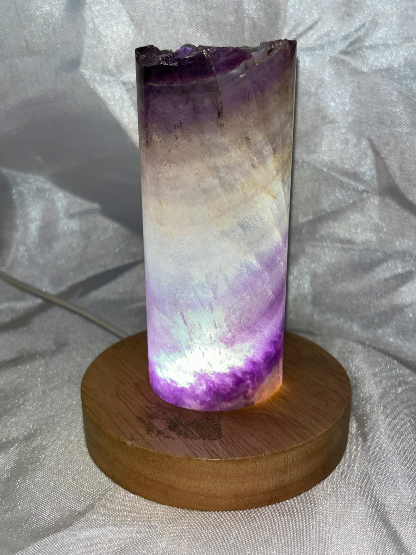 Fluorite Hollow Column, for tea light or light stand 8A-E - Rainbow colors