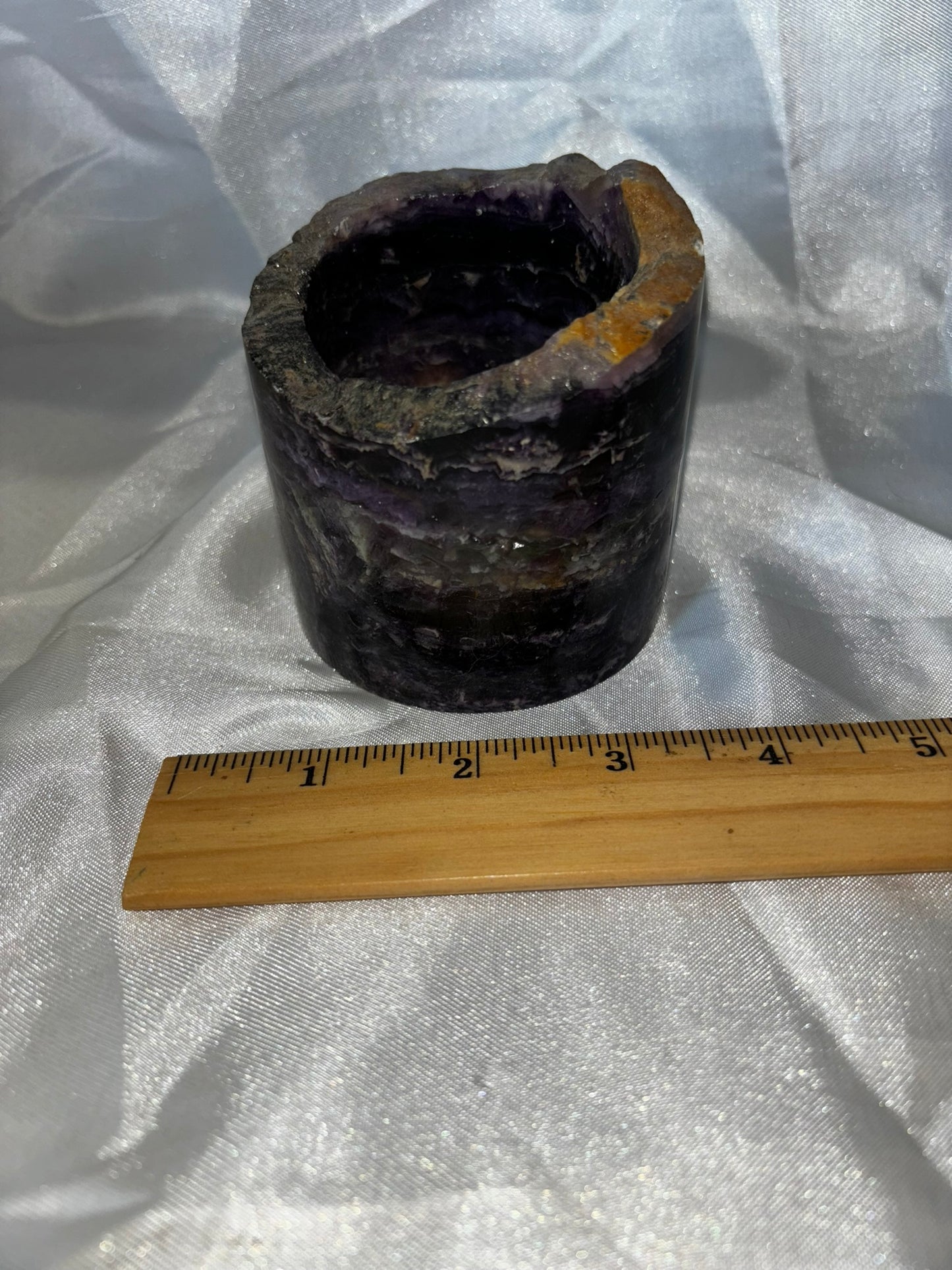 Fluorite Hollow Column, for tea light or light stand 8A-E - Rainbow colors