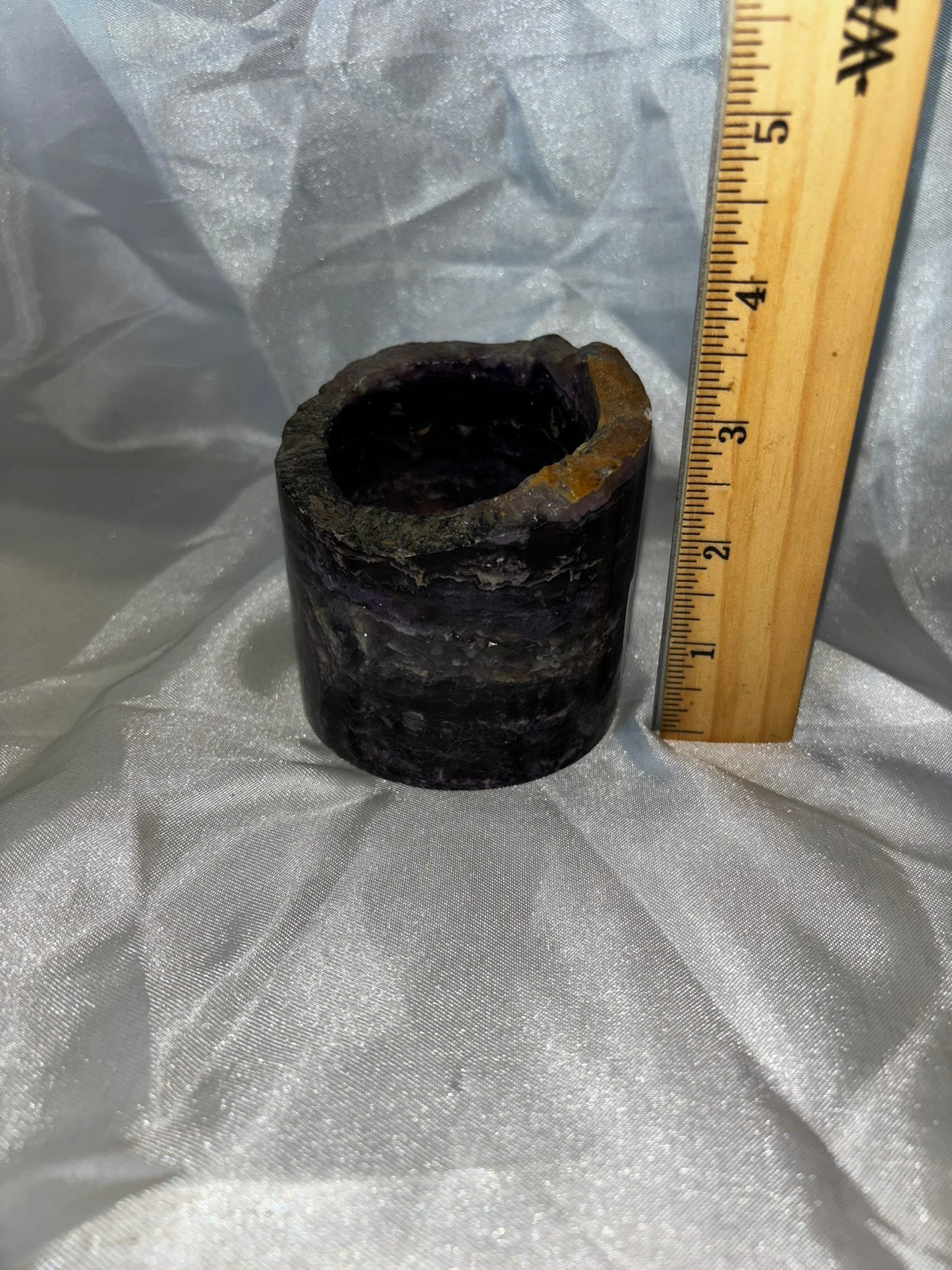 Fluorite Hollow Column, for tea light or light stand 8A-E - Rainbow colors