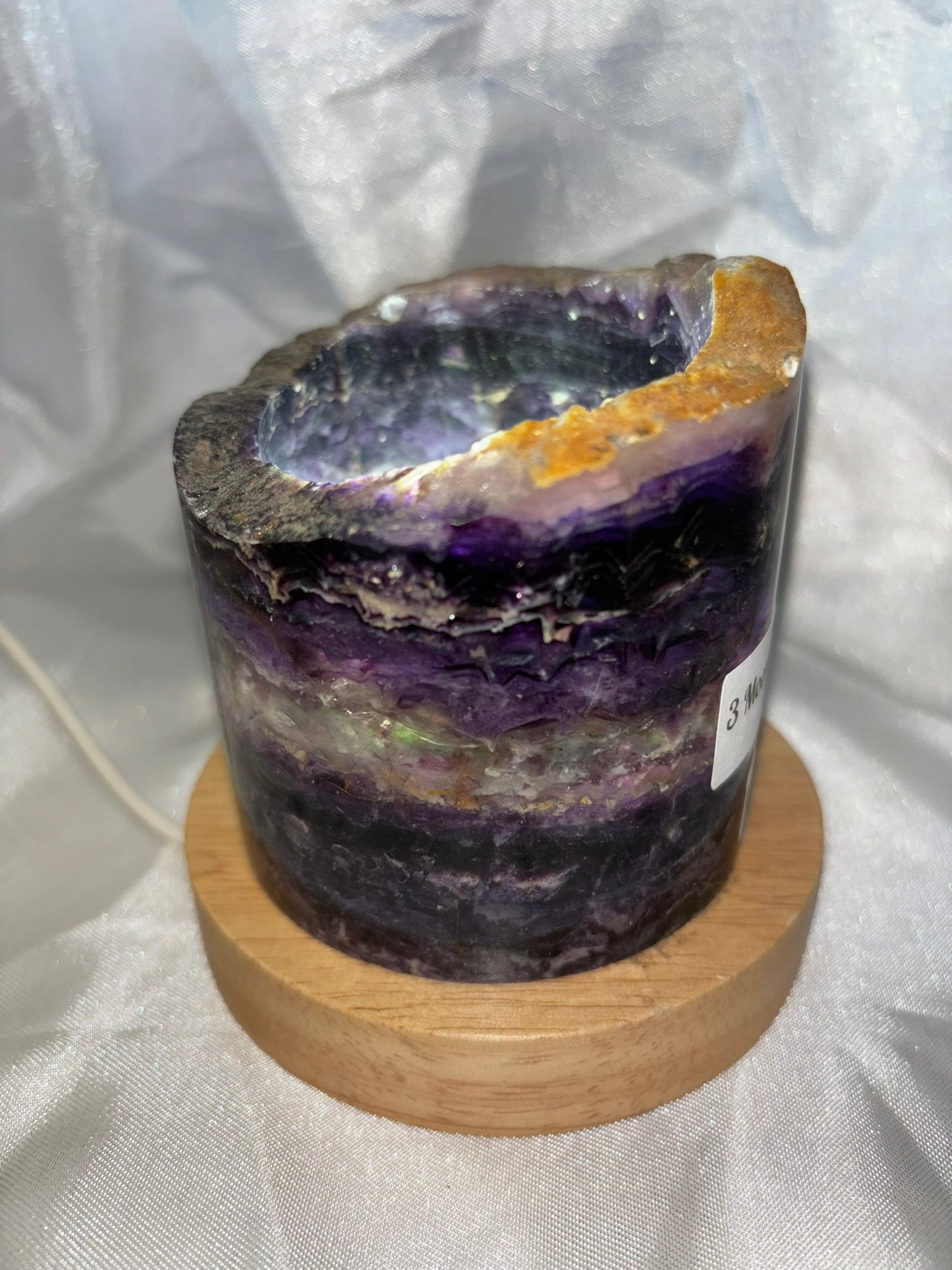 Fluorite Hollow Column, for tea light or light stand 8A-E - Rainbow colors