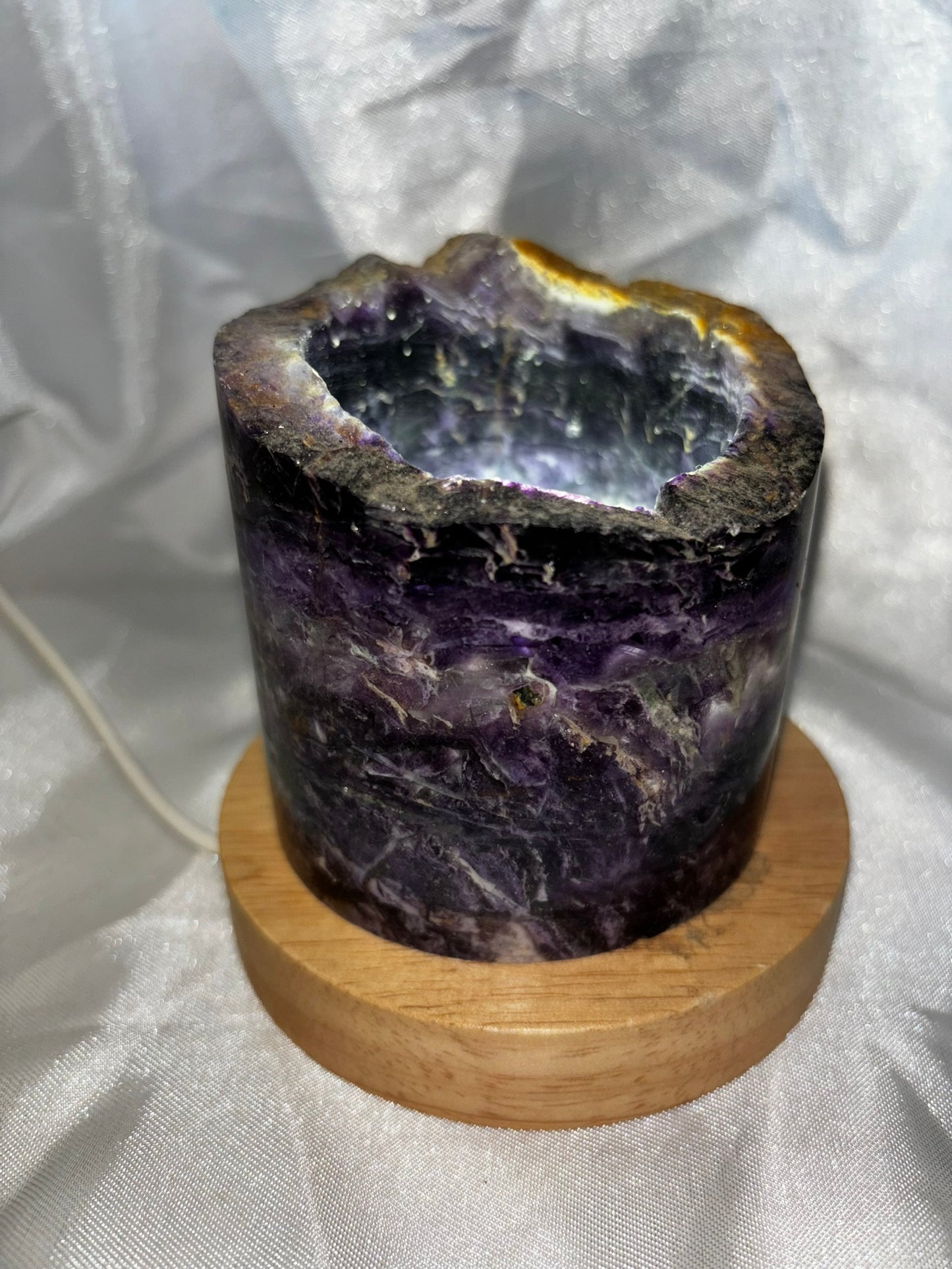 Fluorite Hollow Column, for tea light or light stand 8A-E - Rainbow colors