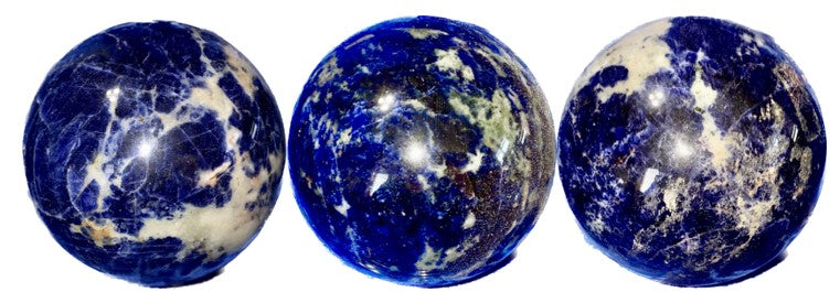 Sodalite Sphere m1-3 blue & white polished stone sculpture