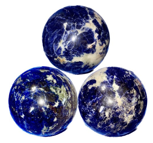 Sodalite Sphere m1-3 blue & white polished stone sculpture